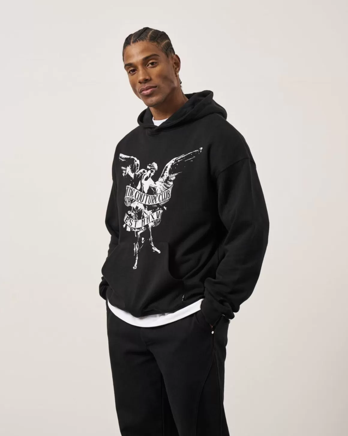 The Couture Club Hoodies>Angel Script Graphic Hoodie Black