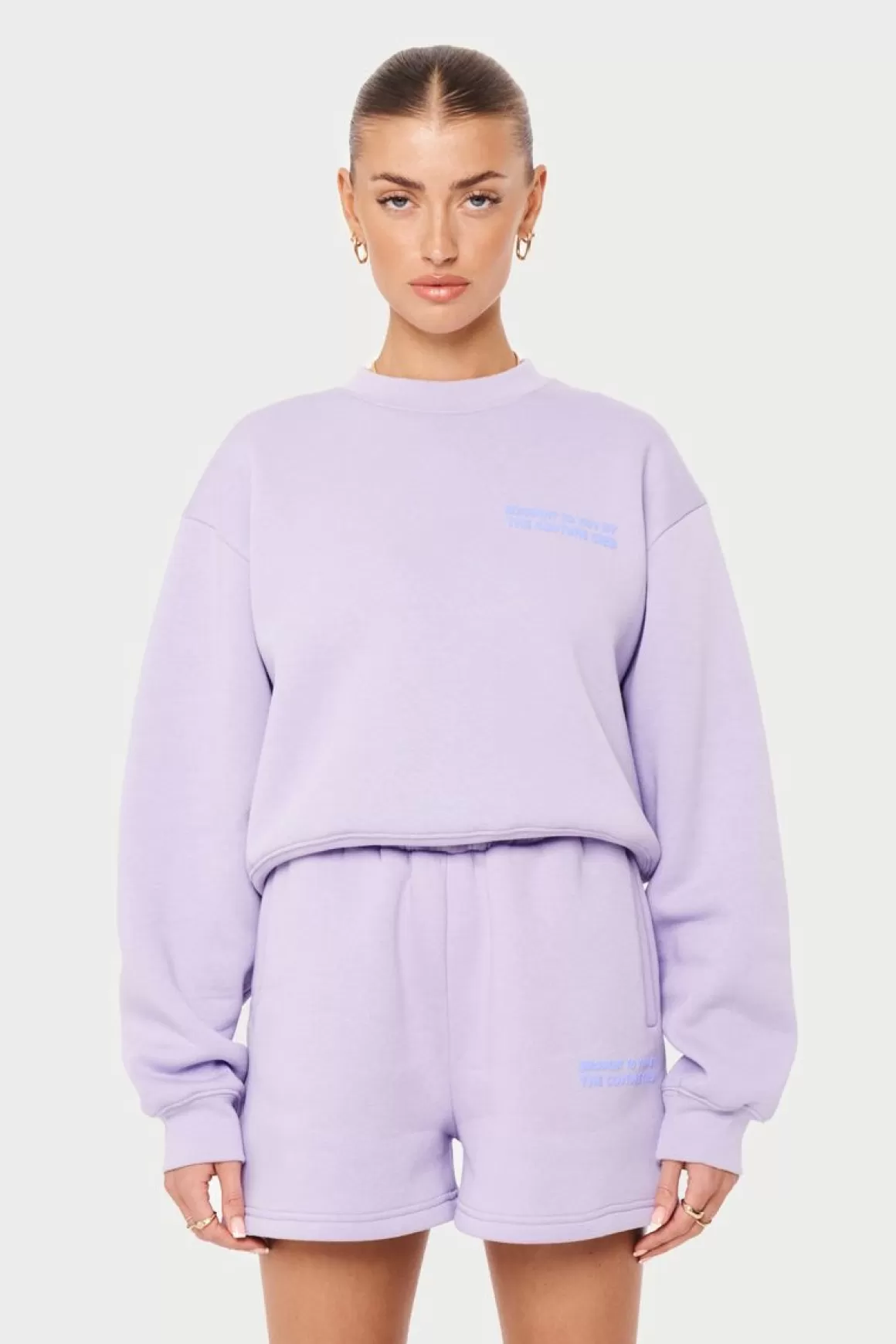 The Couture Club Sweatshirts>Bubble Slogan Oversize Crew Purple