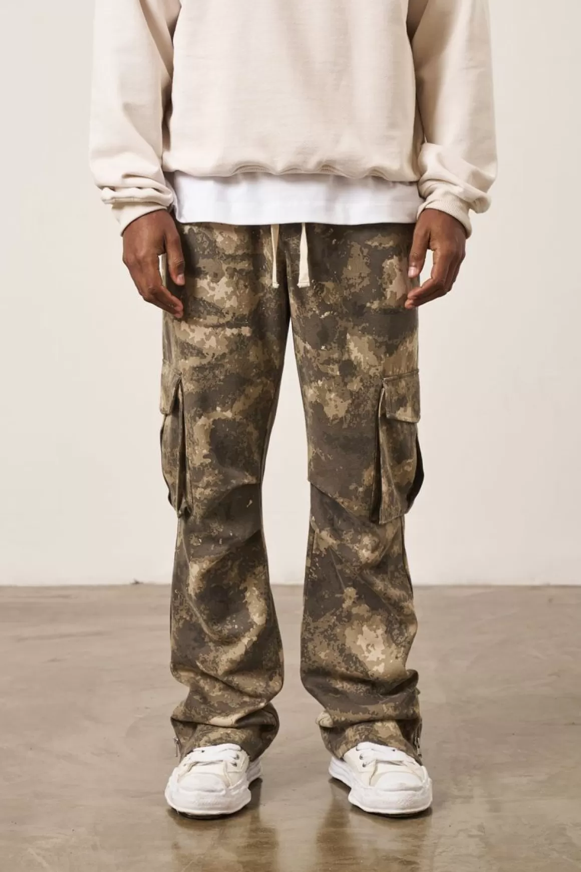 The Couture Club Cargo Pants>Camo Straight Leg Cargos Beige