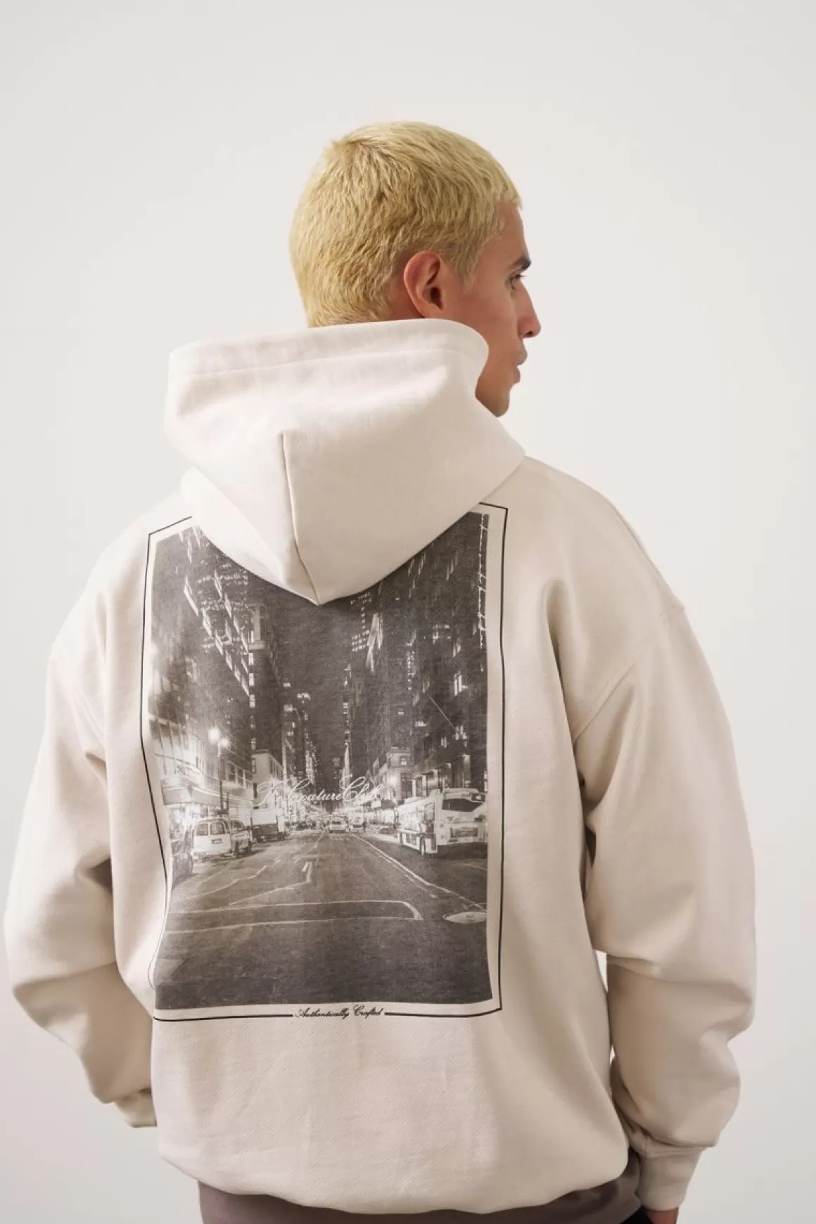 The Couture Club Hoodies>Cityscape Photo Graphic Hoodie Offwhite