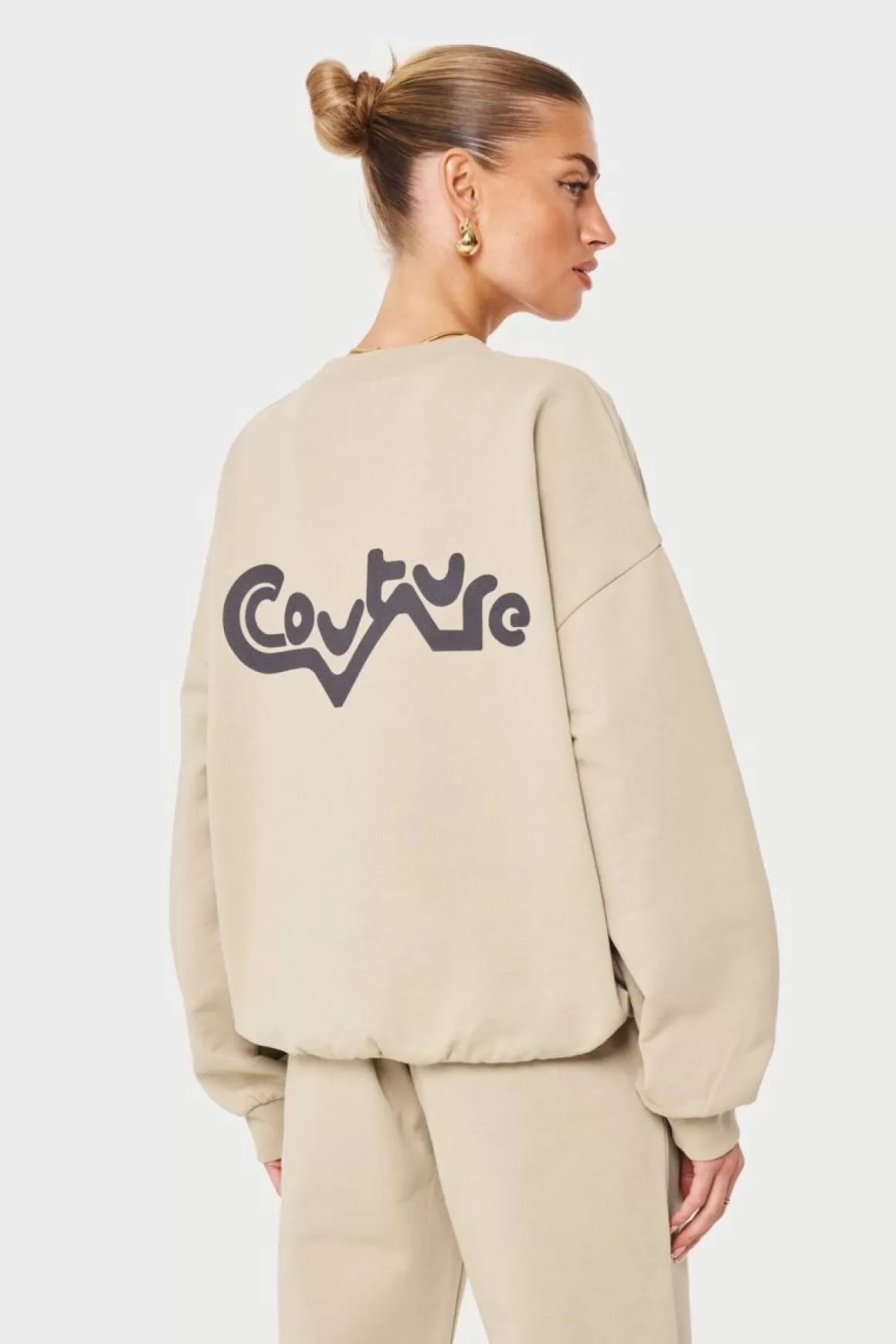 The Couture Club Sweatshirts>Couture Abstract Crew Beige