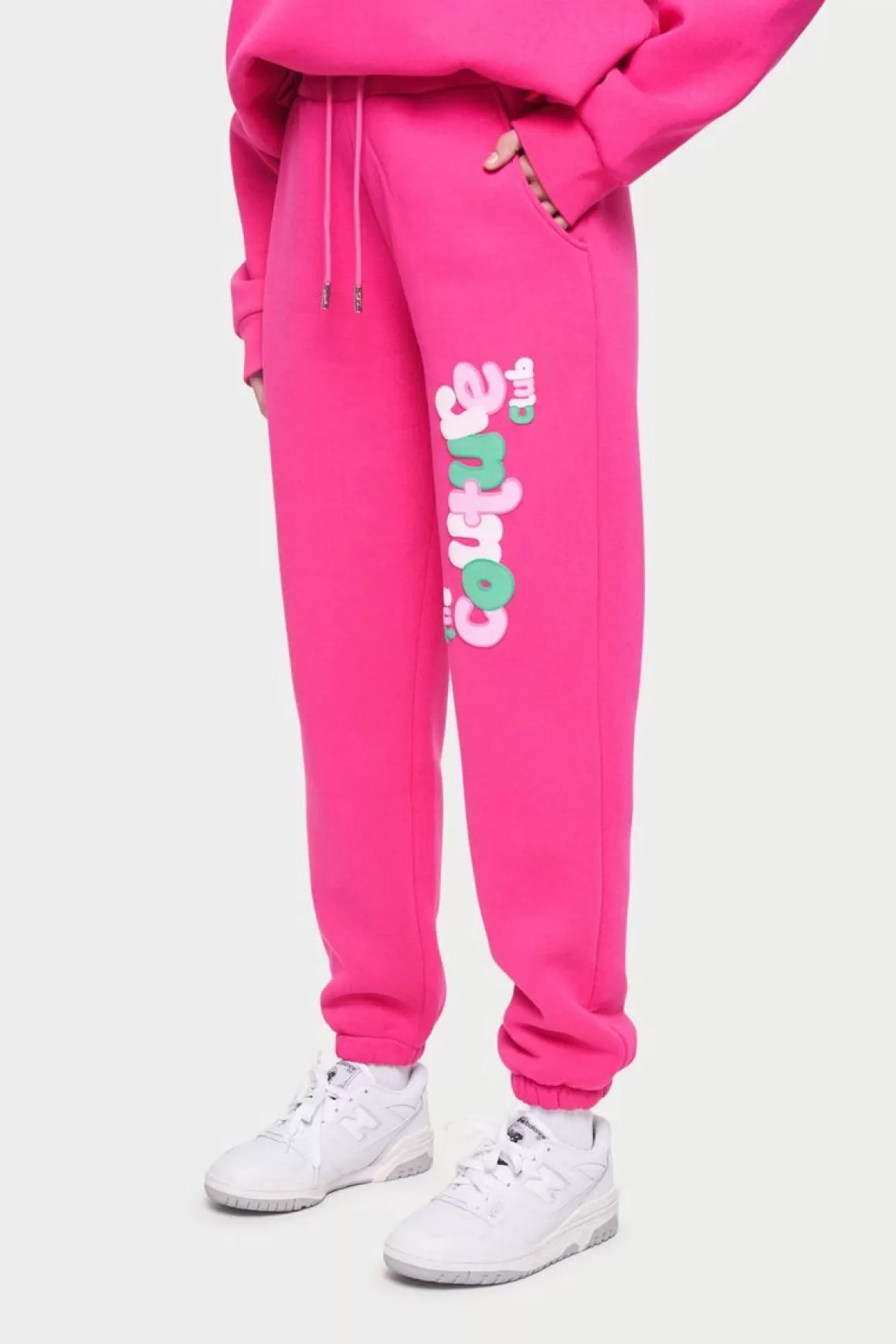 The Couture Club Tracksuits>Couture Bubble Oversized Joggers Pink