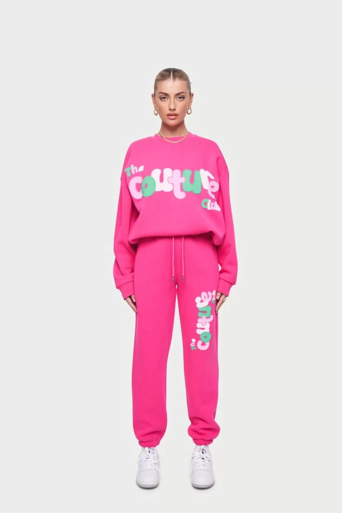 The Couture Club Tracksuits>Couture Bubble Oversized Joggers Pink