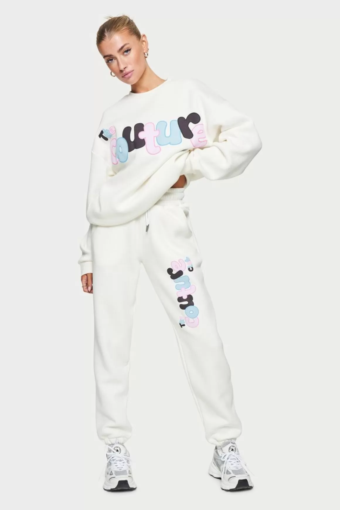 The Couture Club Tracksuits>Couture Bubble Oversized Sweatshirt Offwhite