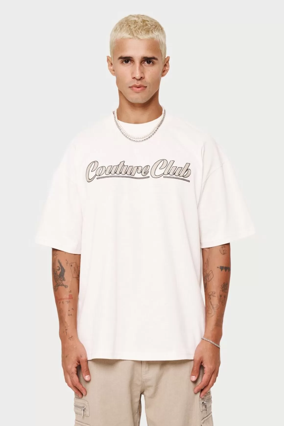 The Couture Club T-Shirts>Couture Chainstitch T-Shirt Offwhite