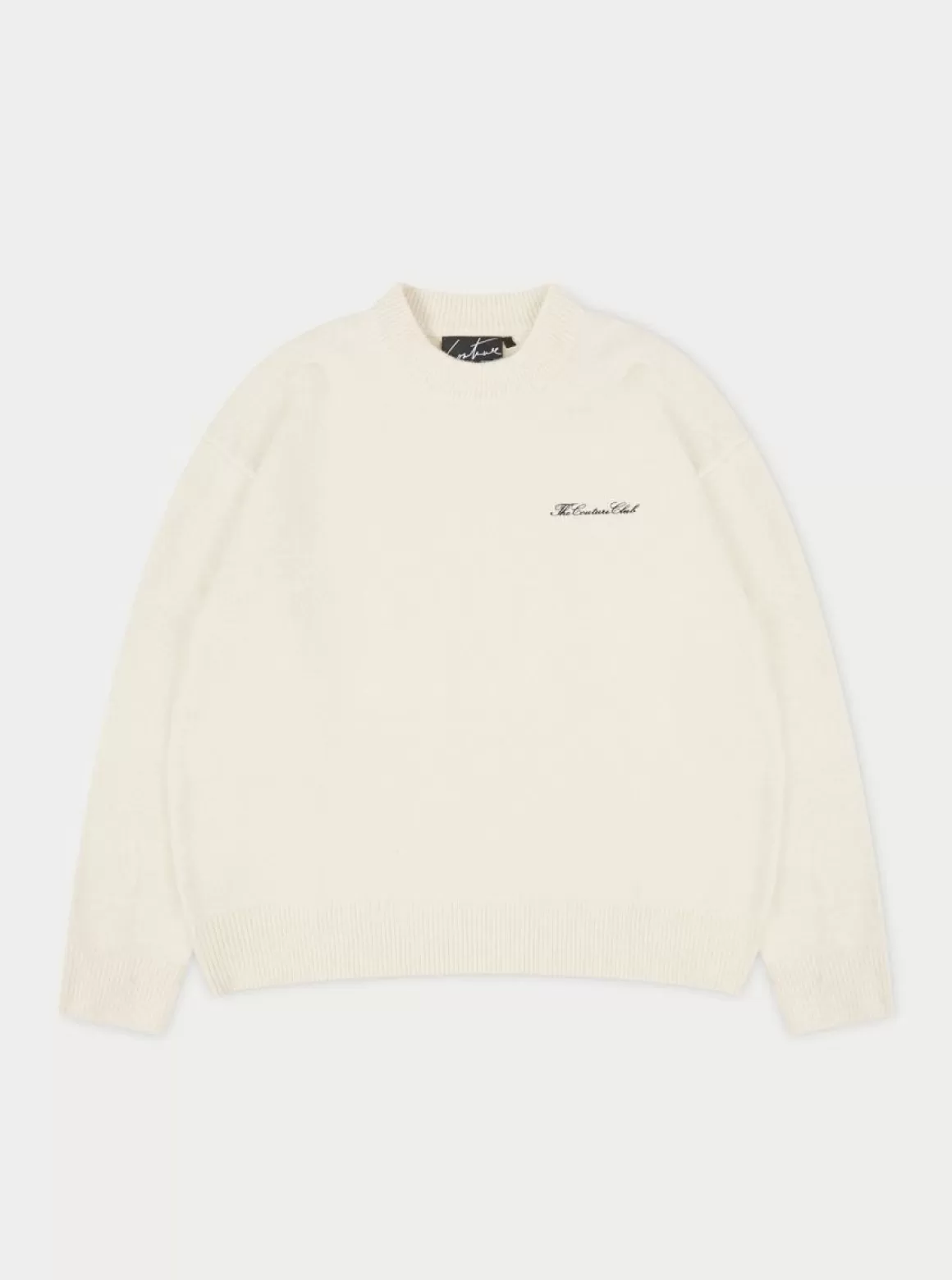 The Couture Club Knitwear>Couture Script Knitted Crew Offwhite