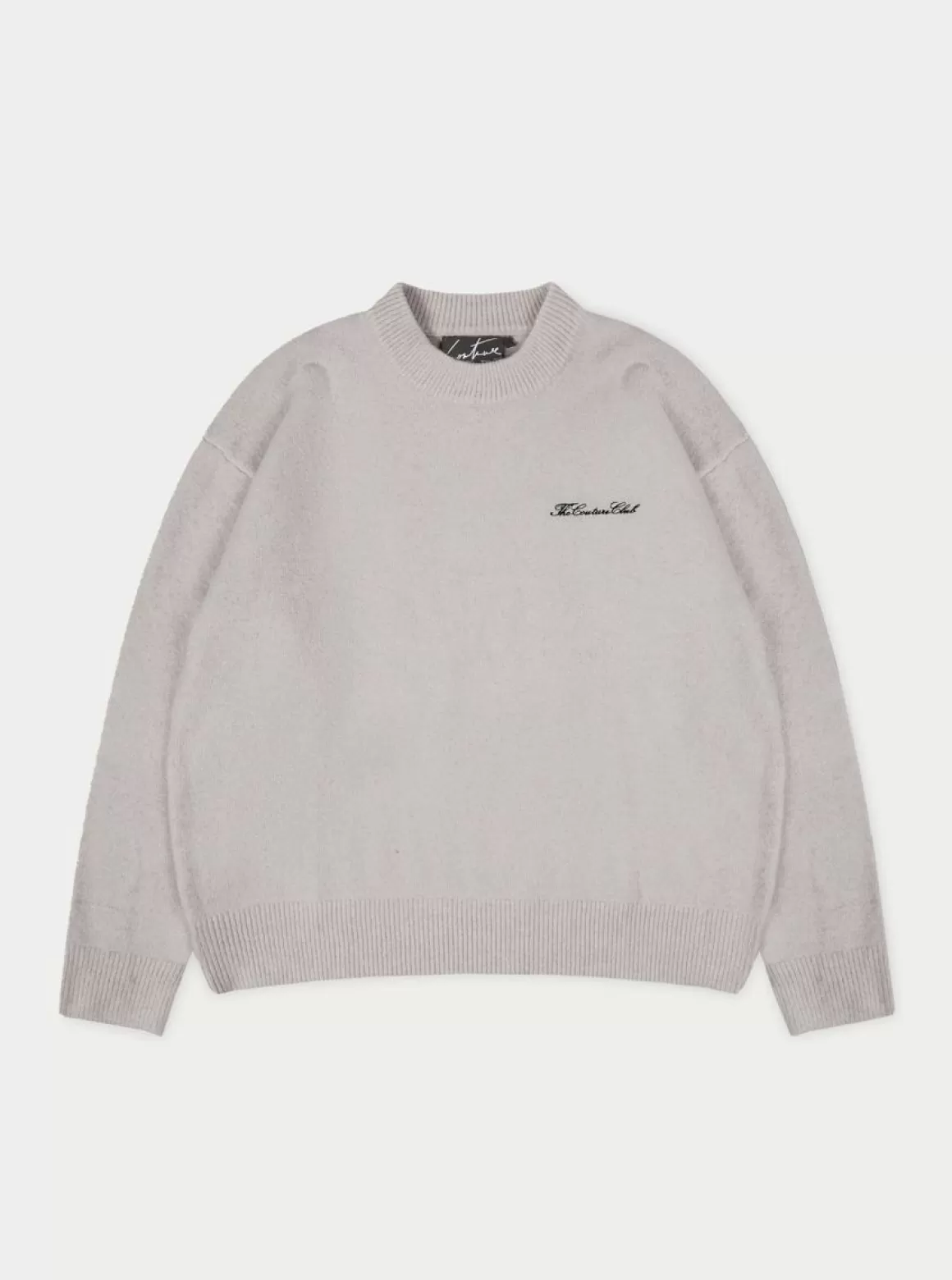 The Couture Club Knitwear>Couture Script Knitted Crew Grey