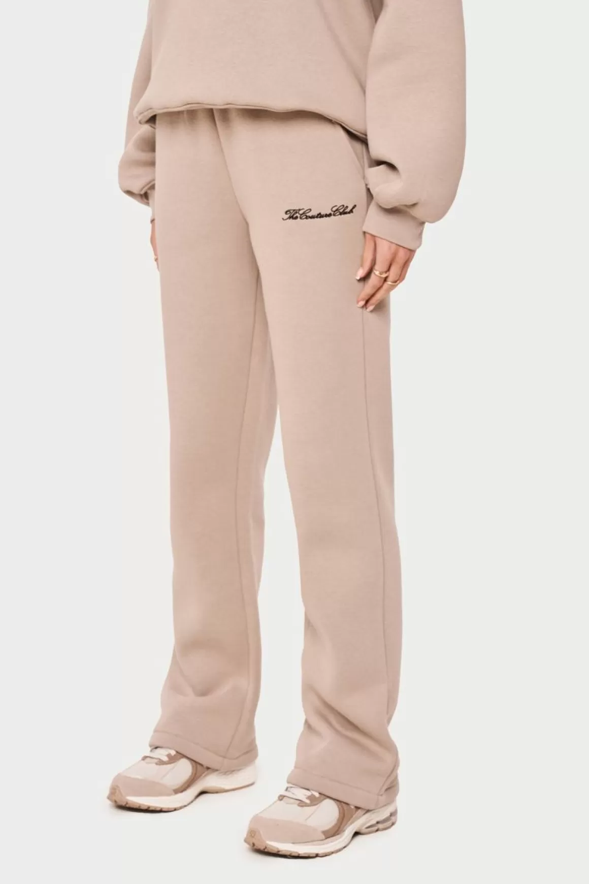 The Couture Club Joggers>Couture Script Straight Leg Joggers Beige