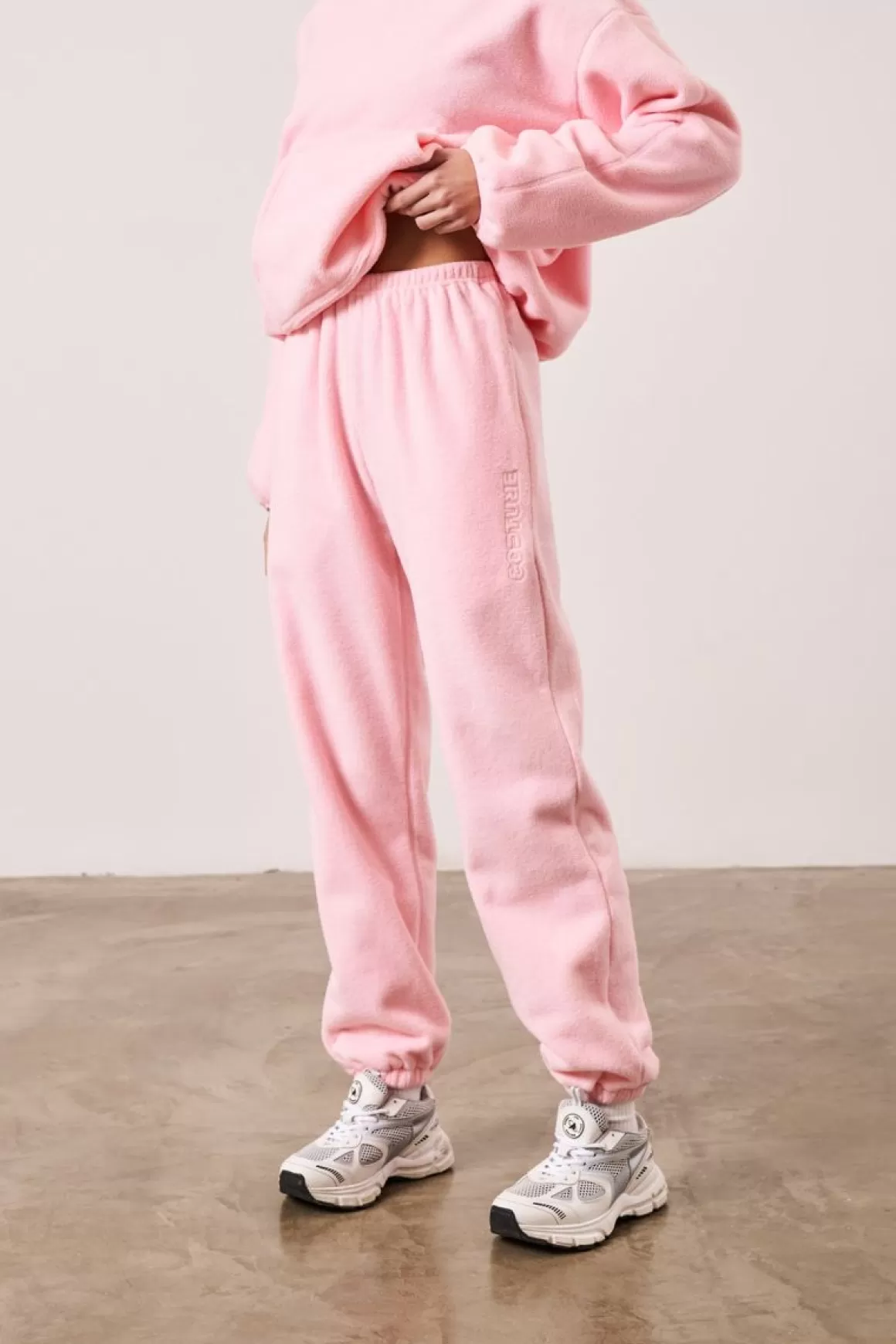 The Couture Club Tracksuits>Couture Teddy Fleece Joggers Pink