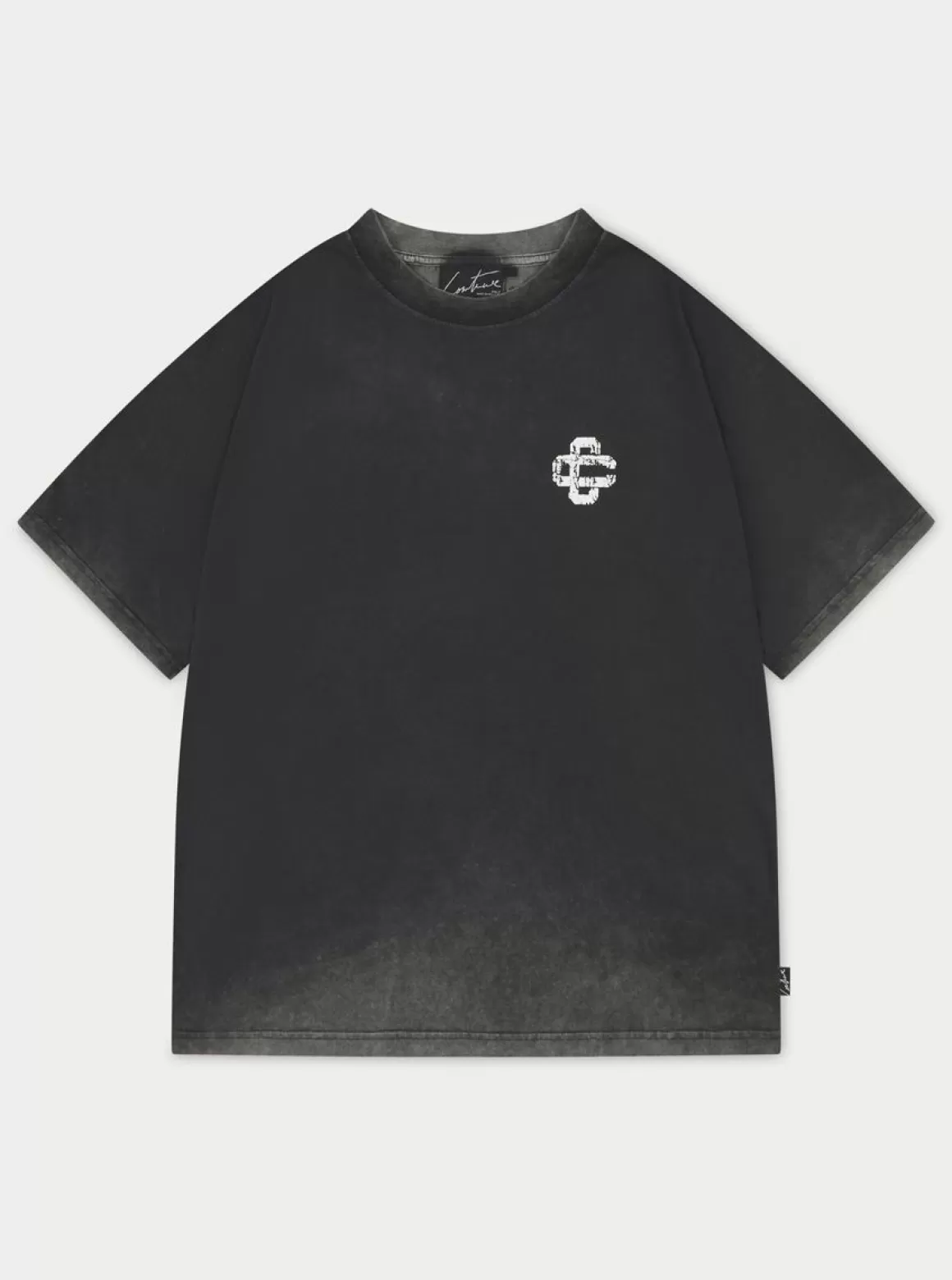 The Couture Club T-Shirts>Cracked Print Emblem Relaxed T-Shirt Acidwash