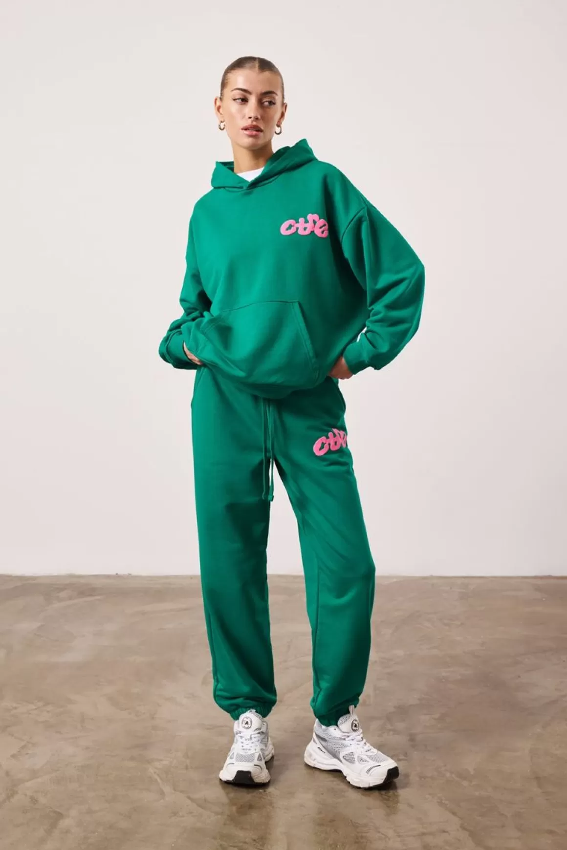 The Couture Club Tracksuits>Ctre Bubble Relaxed Hoodie Green