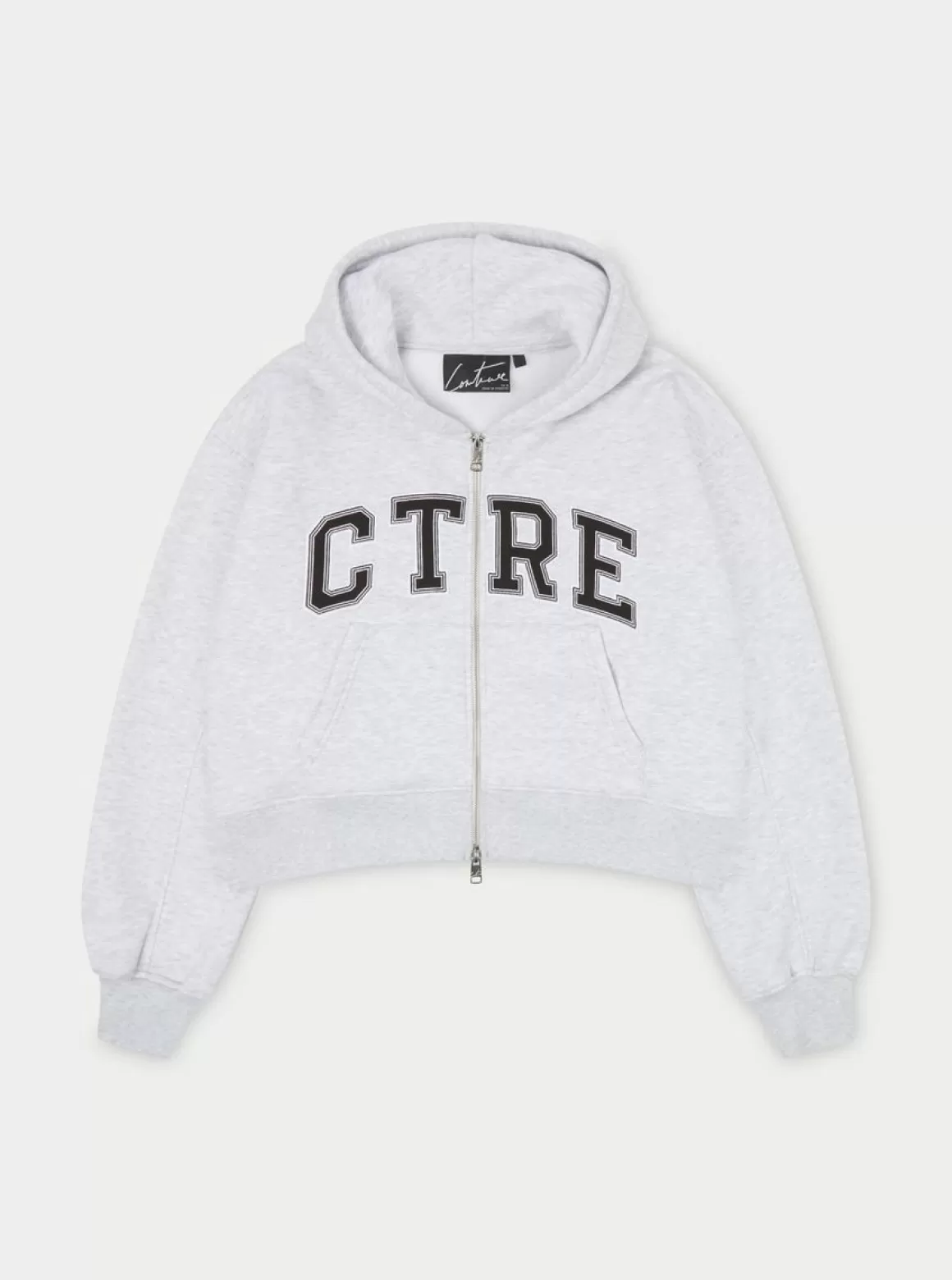 The Couture Club Hoodies>Ctre Cropped Zip Through Hoodie Greymarl