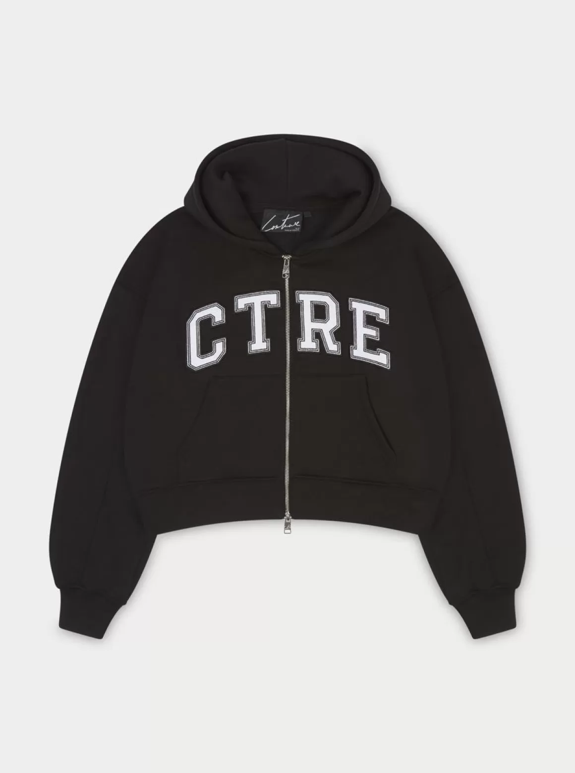 The Couture Club Tracksuits>Ctre Cropped Zip Through Hoodie Black