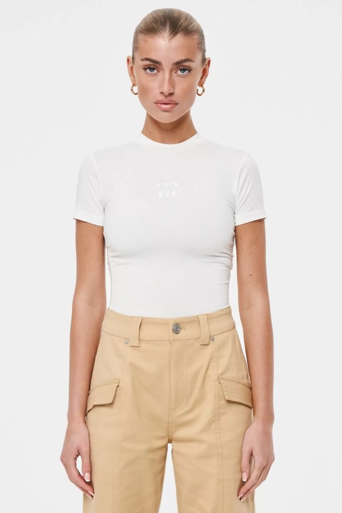 The Couture Club Tops>Ctre Soft Touch T-Shirt Offwhite