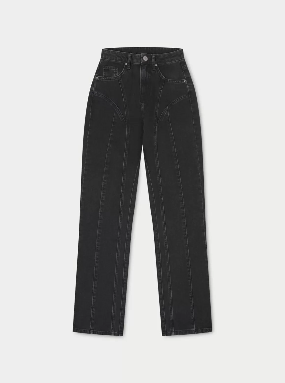 The Couture Club Jeans>Curved Seam Detail Denim Jeans Black