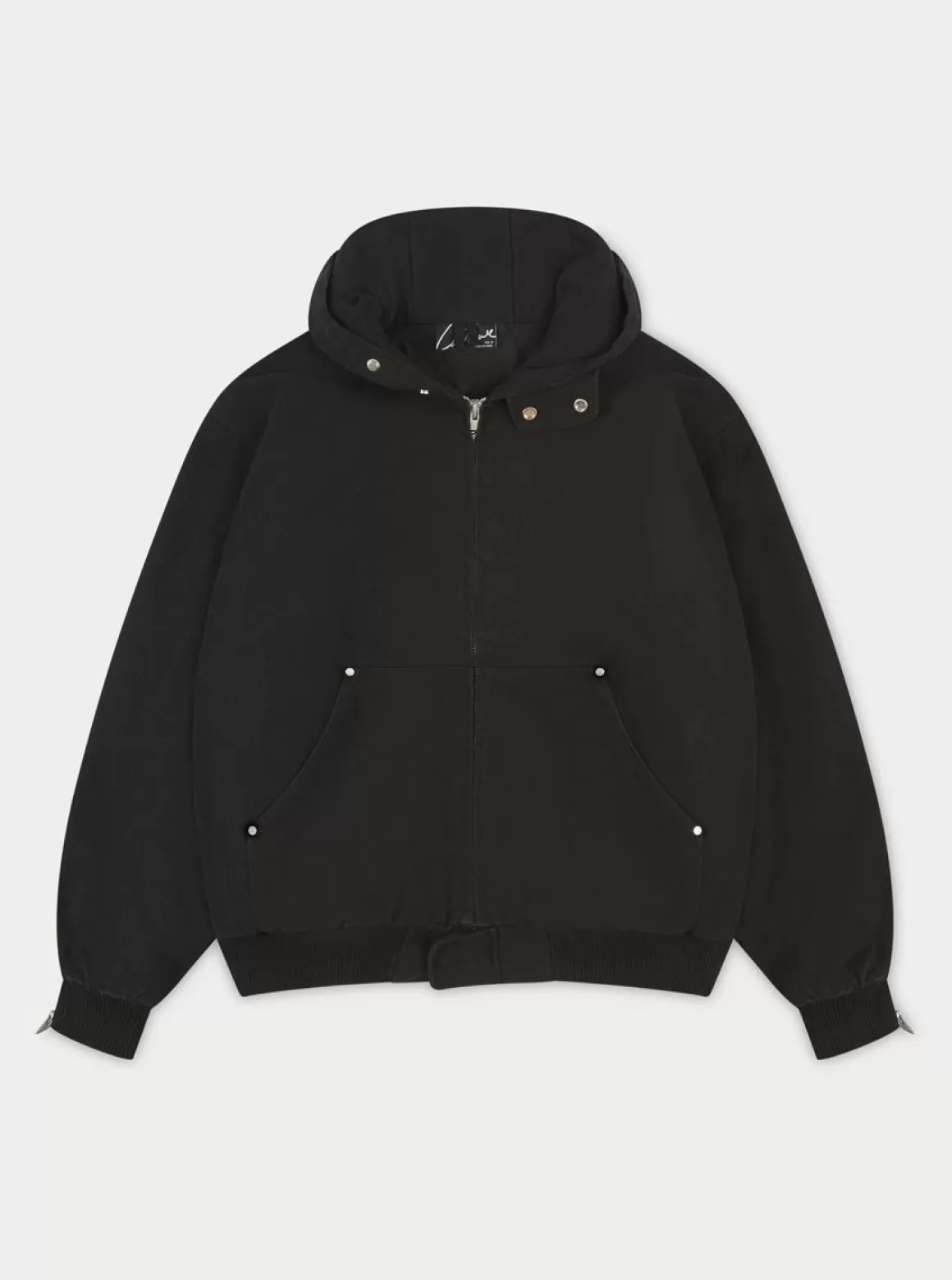 The Couture Club Coats & Jackets>Distressed Woven Canvas Hooded Jacket Washedblack