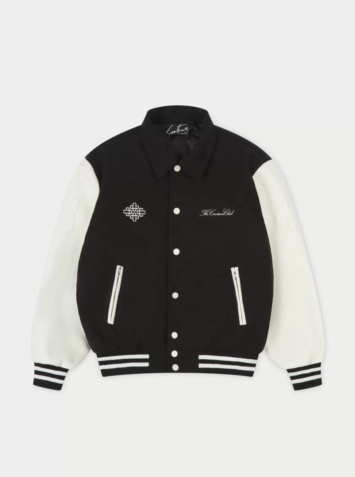 The Couture Club Coats & Jackets>Emblem Chenille Varsity Jacket Black