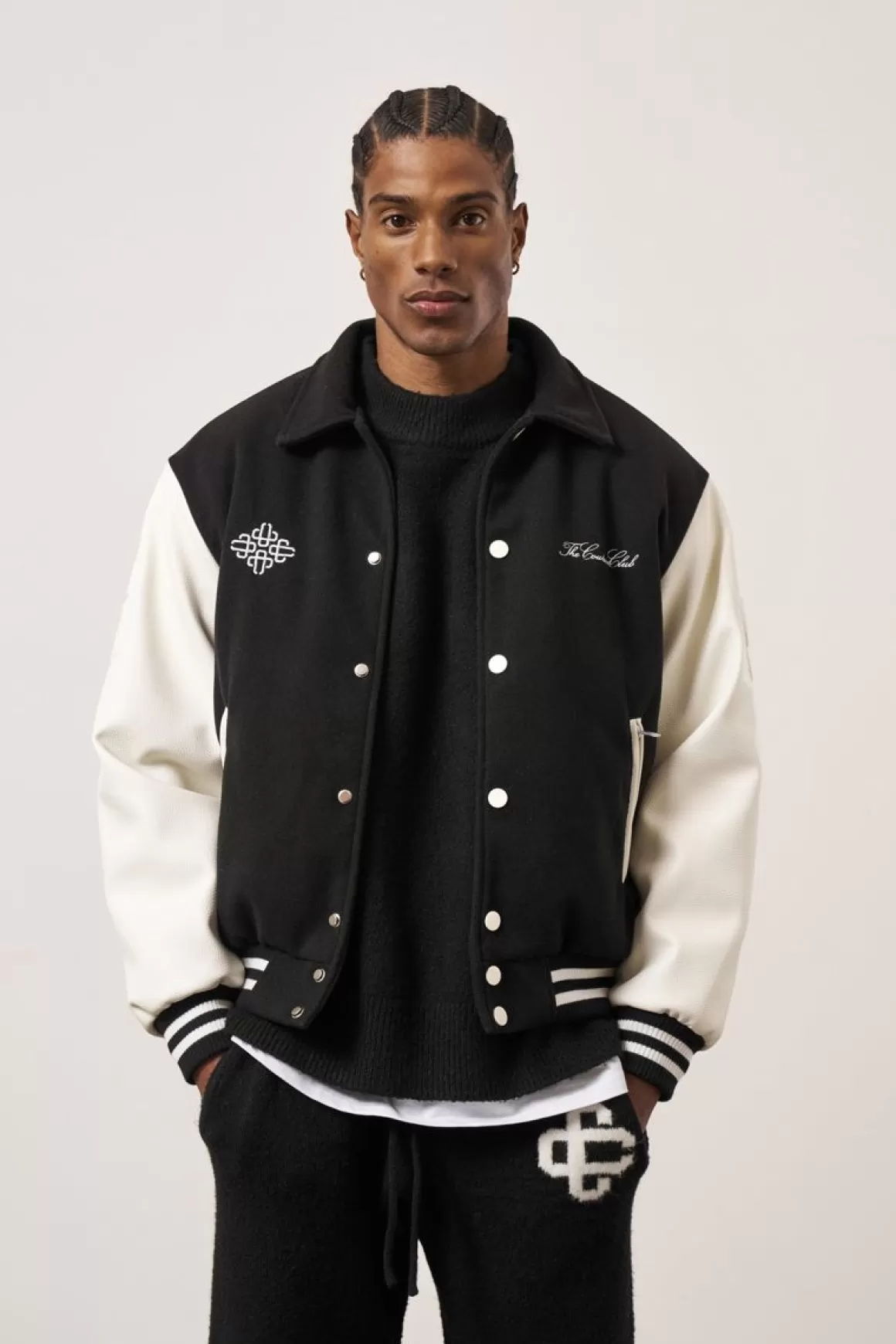 The Couture Club Coats & Jackets>Emblem Chenille Varsity Jacket Black