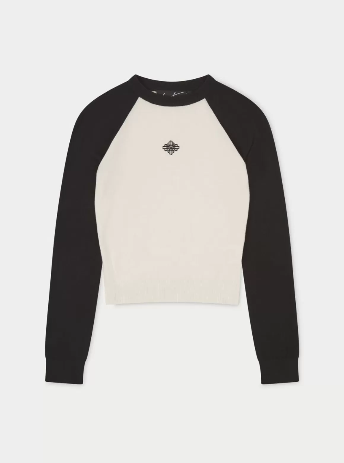 The Couture Club Knitwear>Emblem Fine Knitted Long Sleeve Top Offwhite