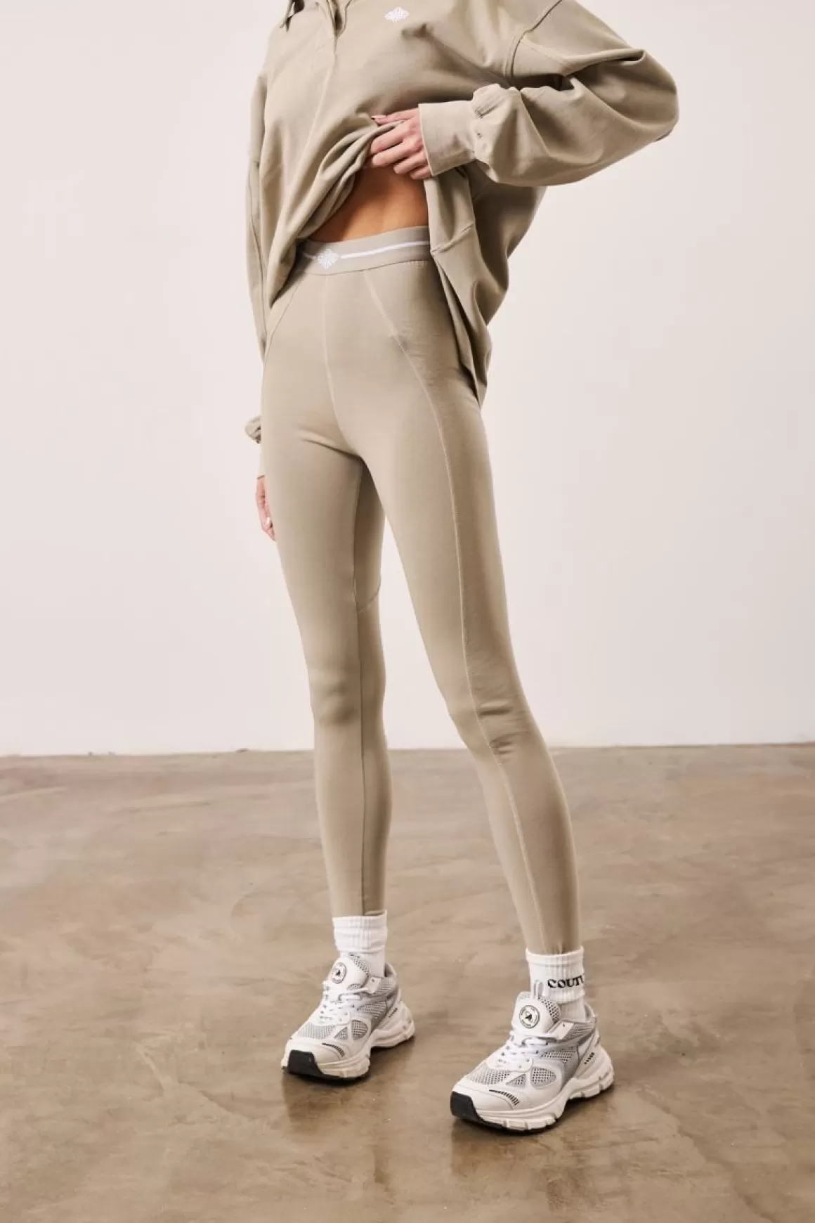 The Couture Club Leggings>Emblem Jersey Leggings Beige