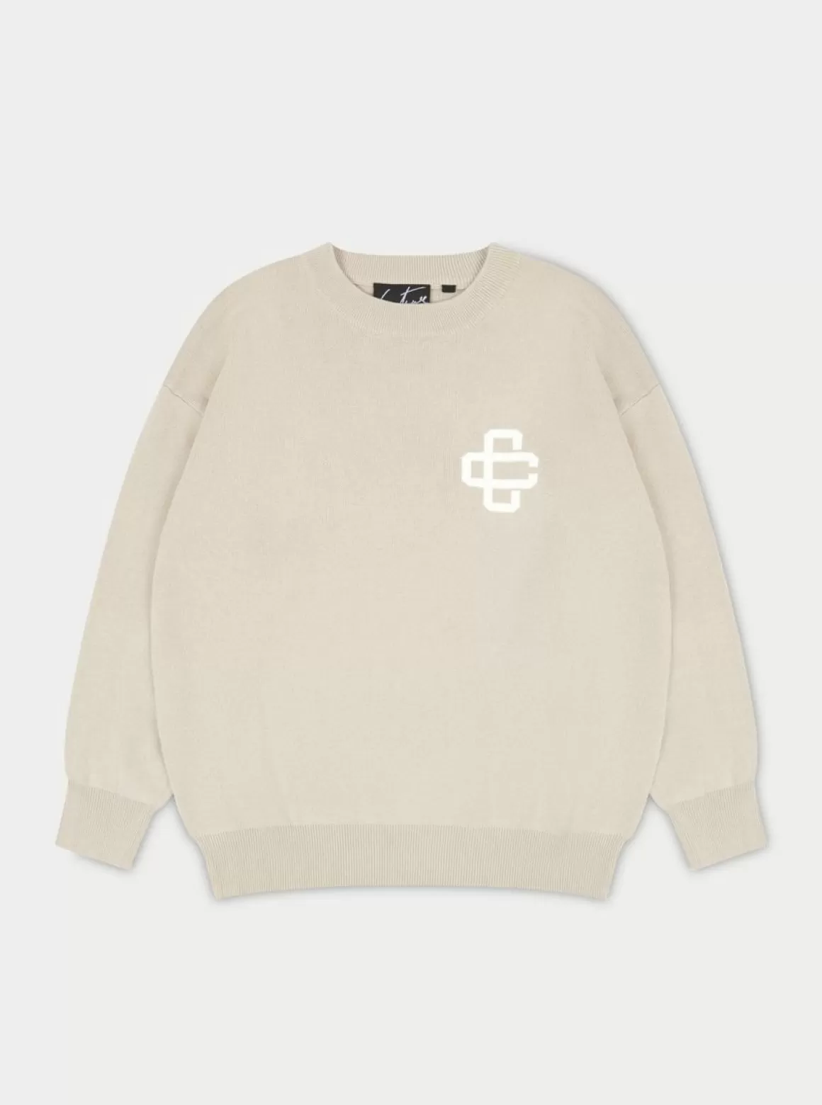 The Couture Club Sweatshirts>Emblem Knitted Crew Beige