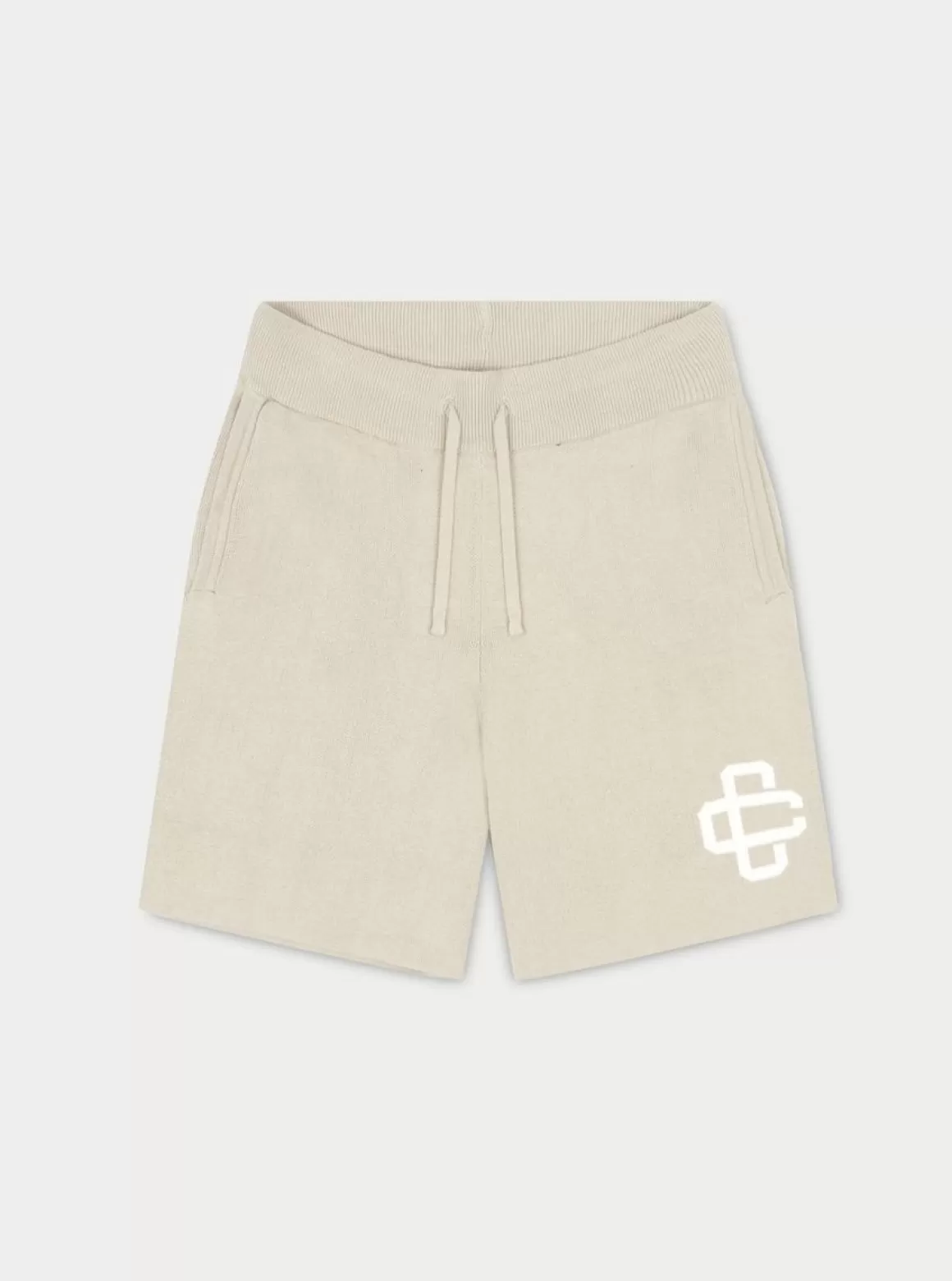 The Couture Club Knitwear>Emblem Knitted Shorts Beige