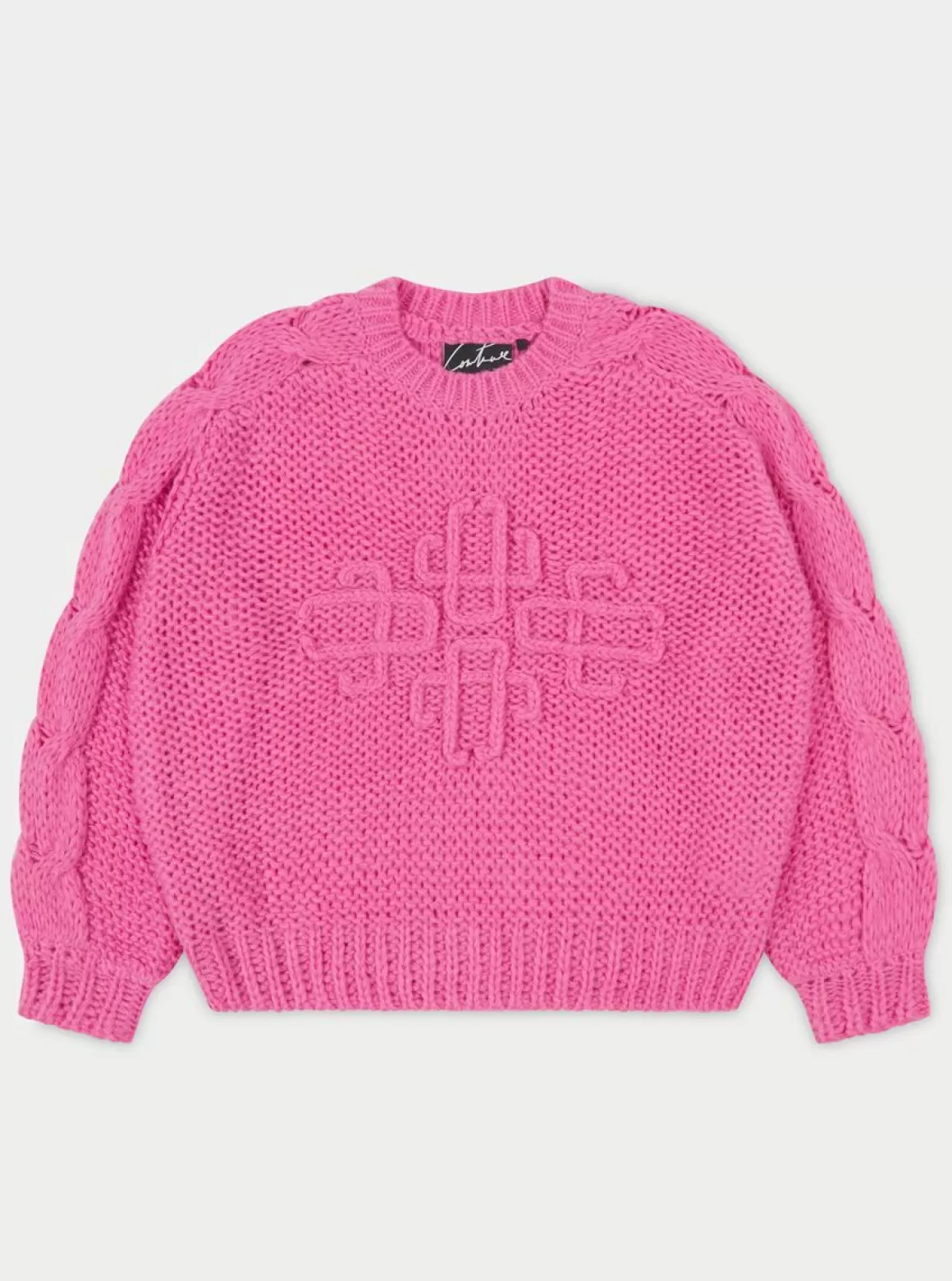 The Couture Club Knitwear>Emblem Oversized Knit Jumper Pink