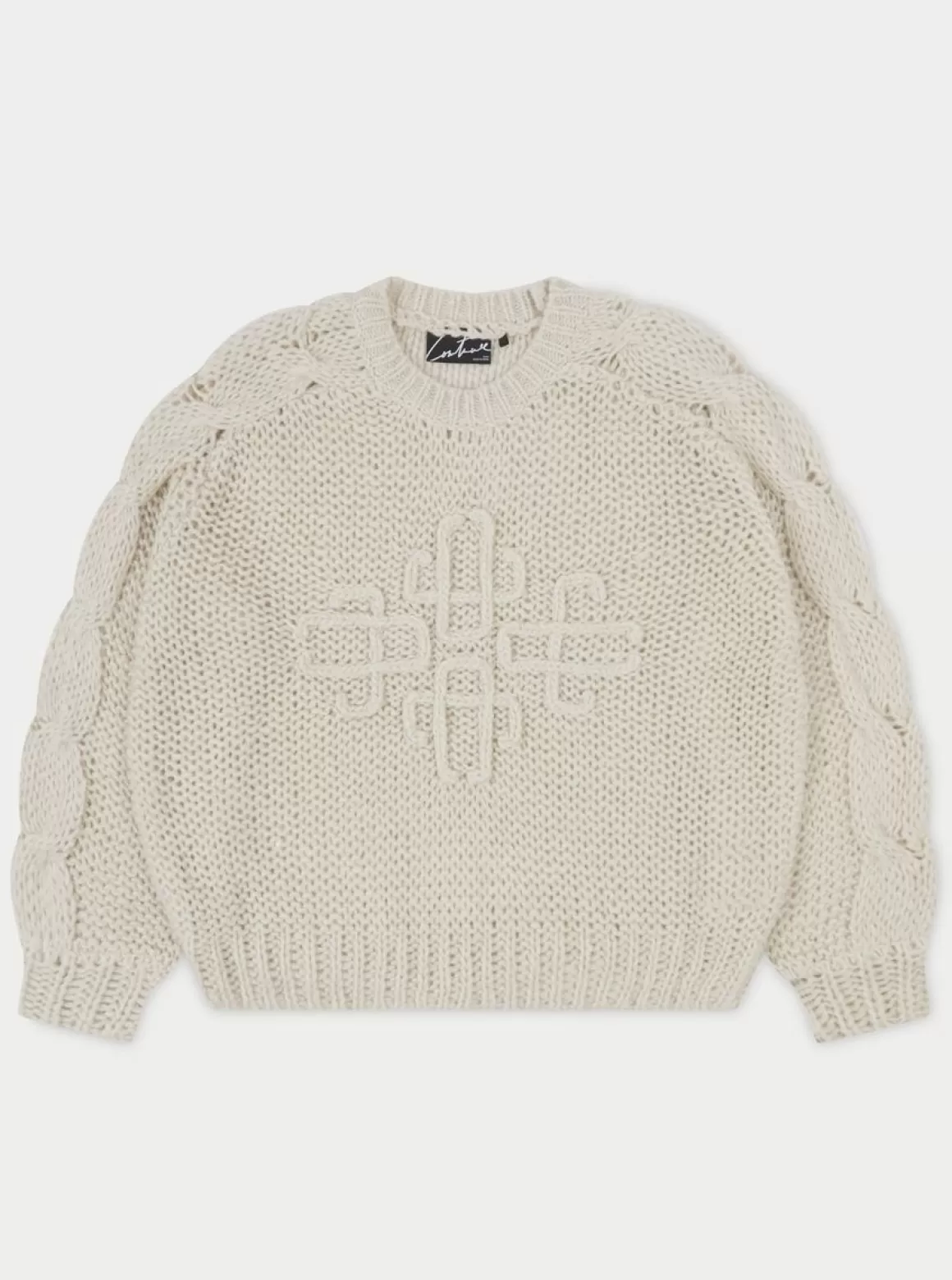 The Couture Club Knitwear>Emblem Oversized Knit Jumper Stone