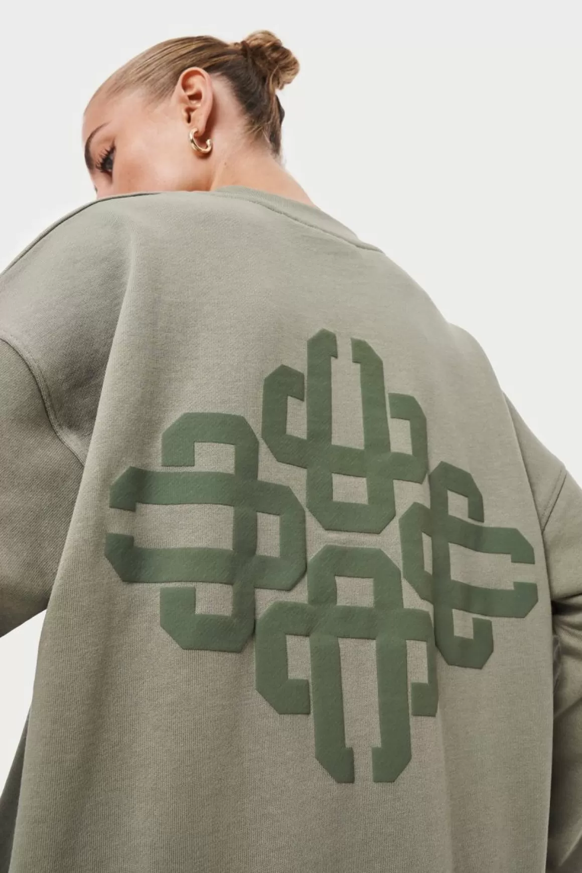 The Couture Club Sweatshirts>Emblem Oversized Sweatshirt Khaki