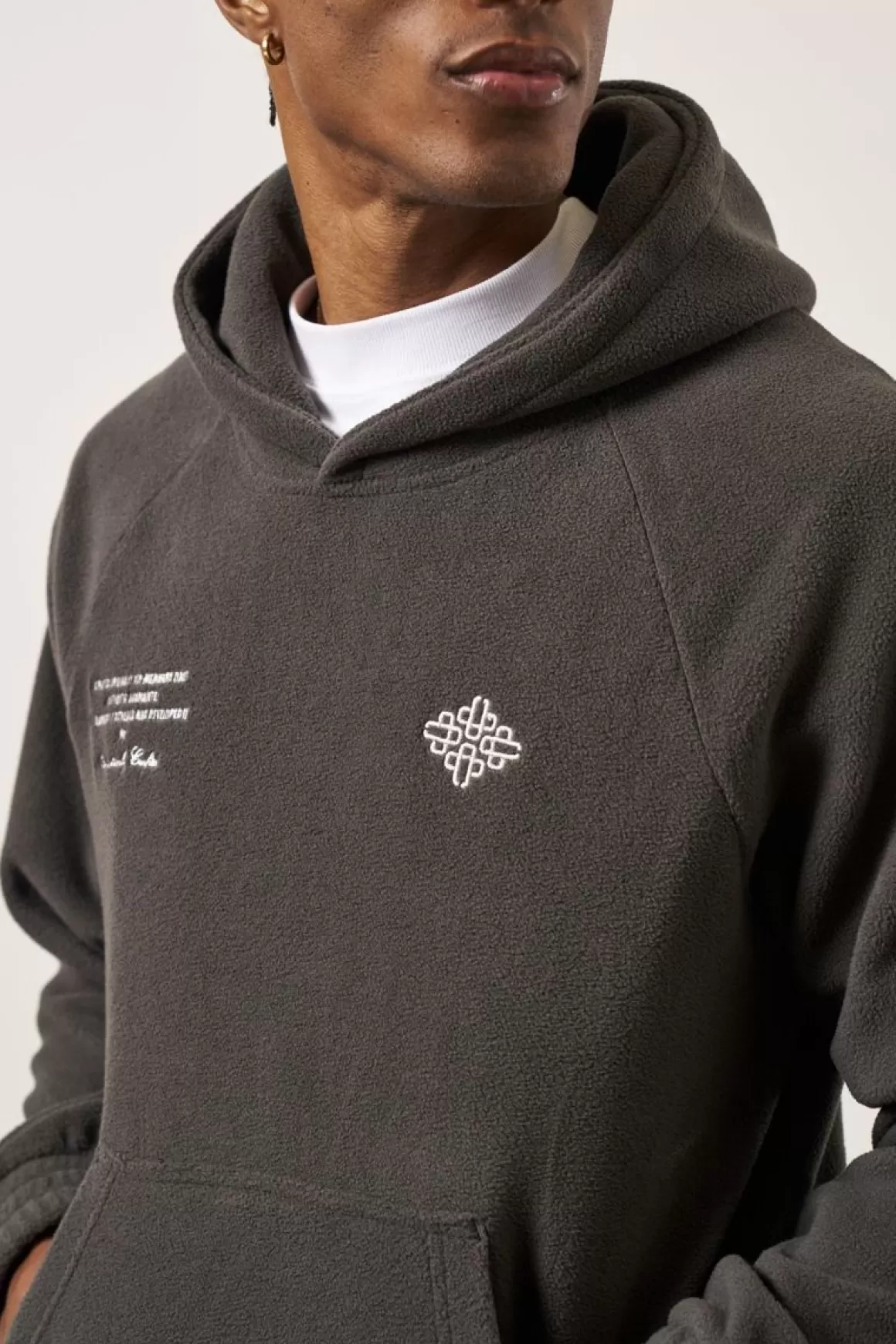 The Couture Club Hoodies>Emblem Polar Fleece Hoodie Charcoal