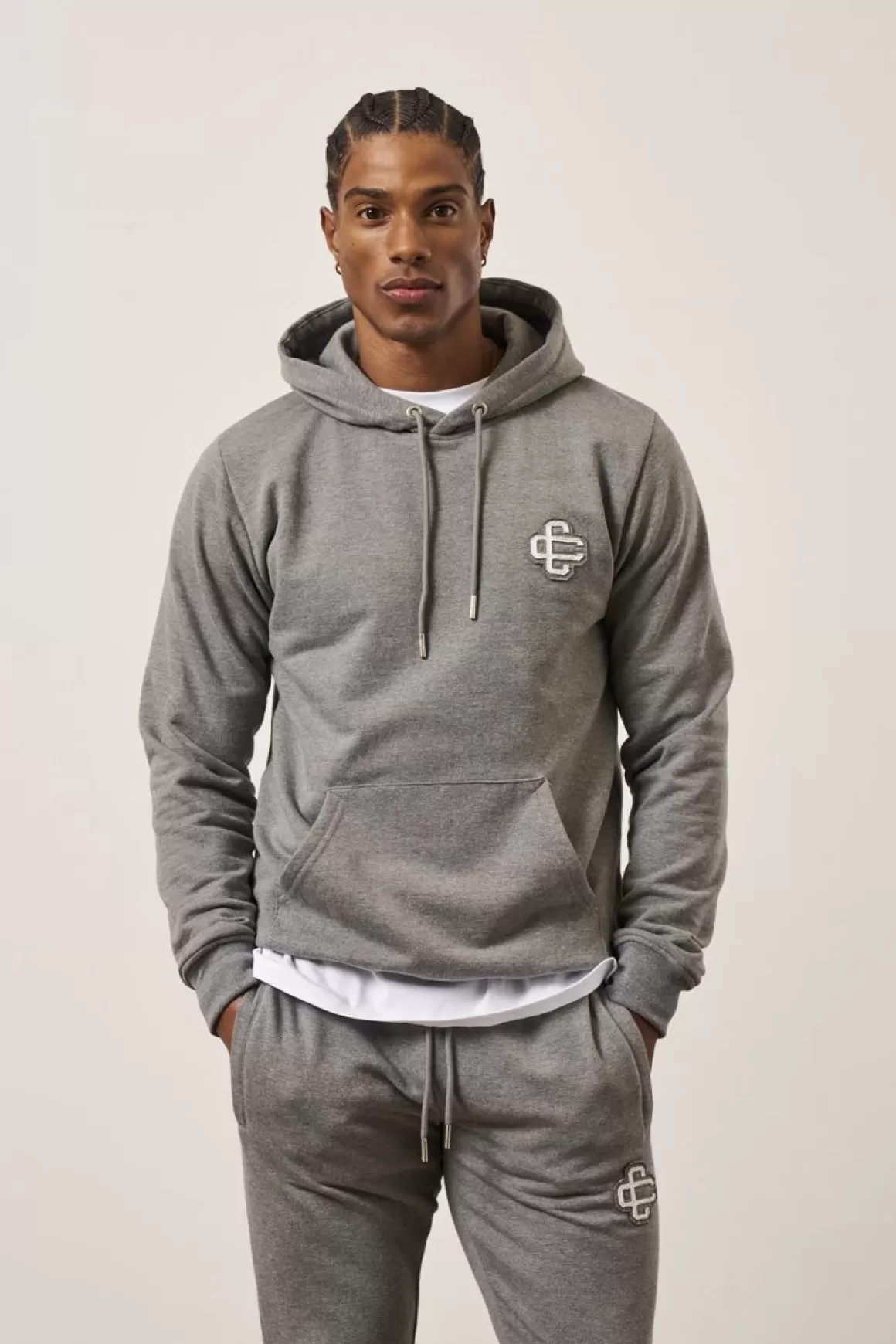 The Couture Club Tracksuits>Emblem Slim Fit Hoodie Greymarl