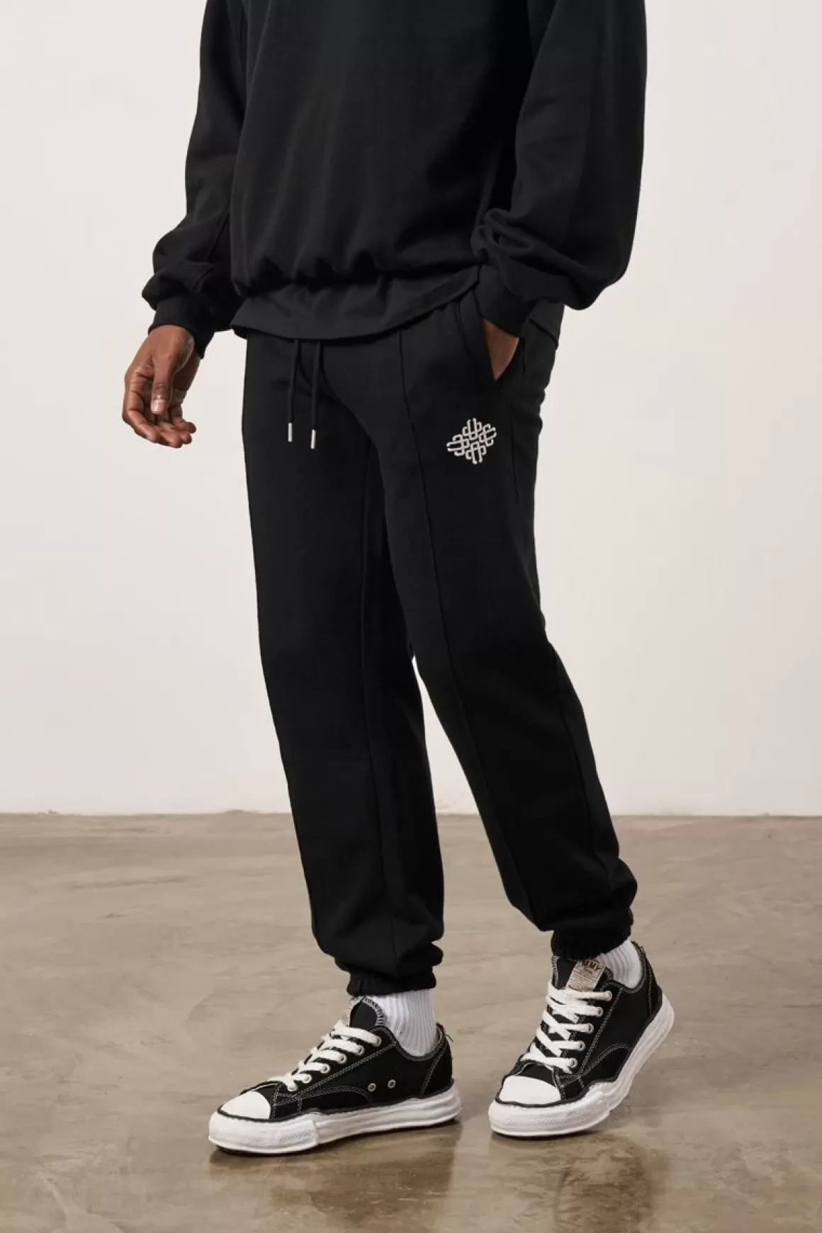 The Couture Club Tracksuits>Embroidery Emblem Jogger Black