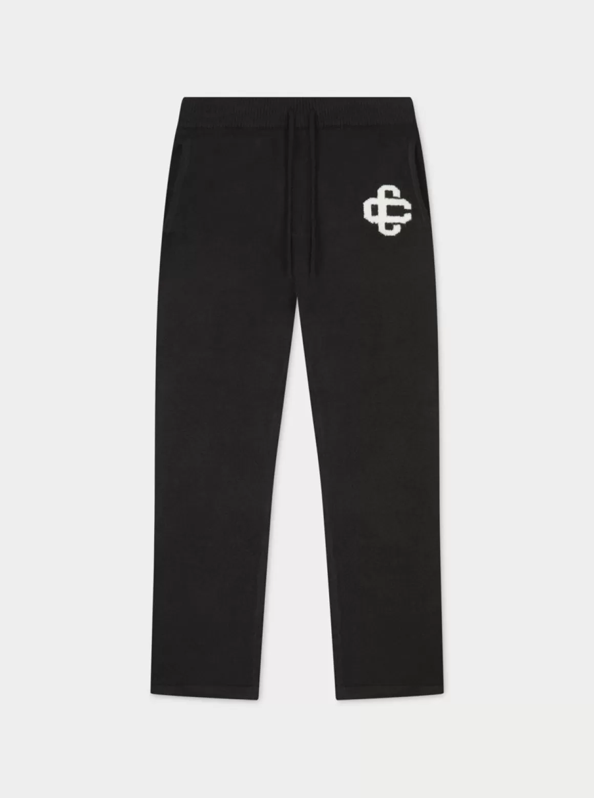 The Couture Club Knitwear>Fluffy Knit Emblem Joggers Black