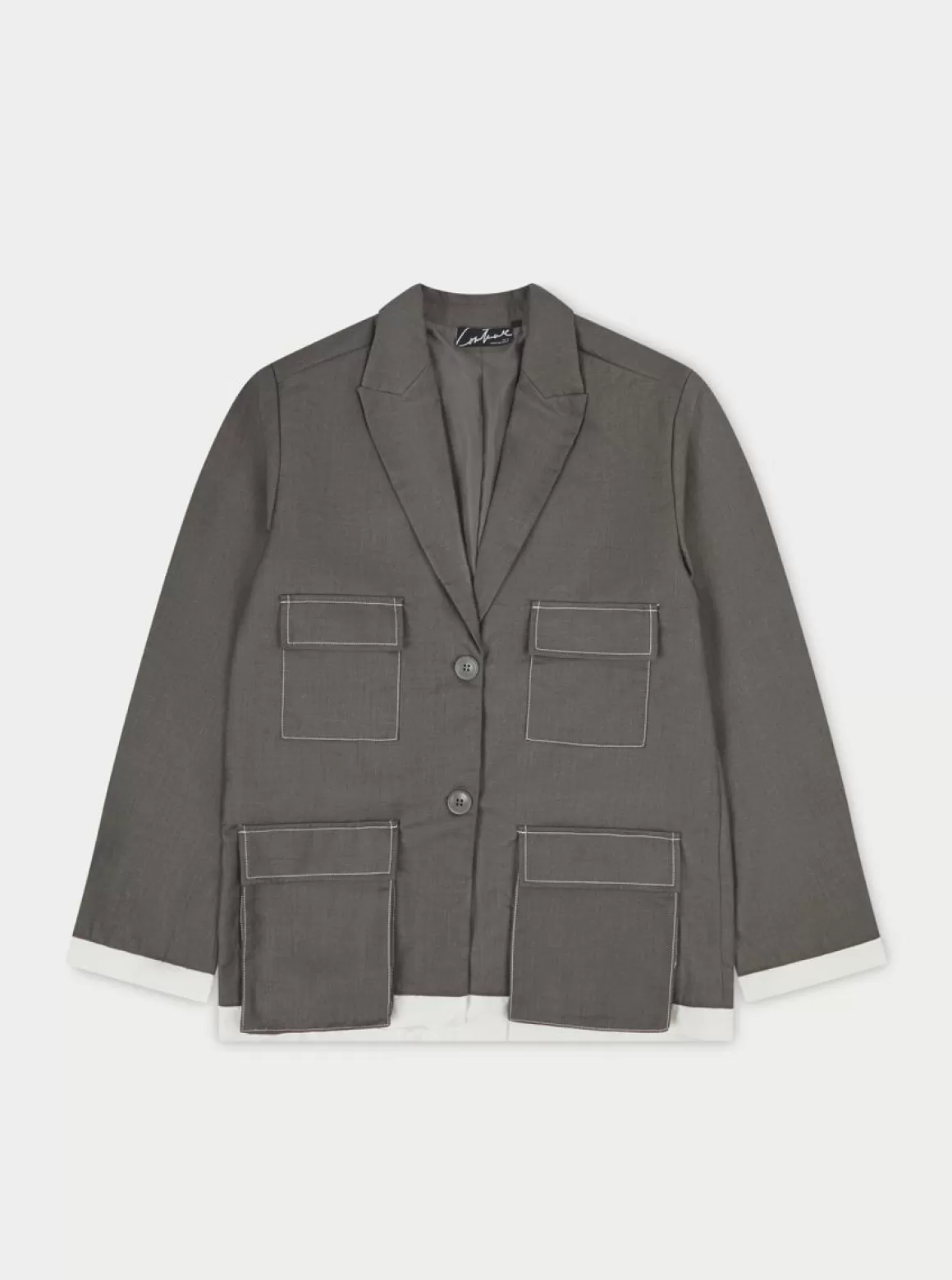 The Couture Club Coats & Jackets>Four Pocket Blazer Jacket Grey