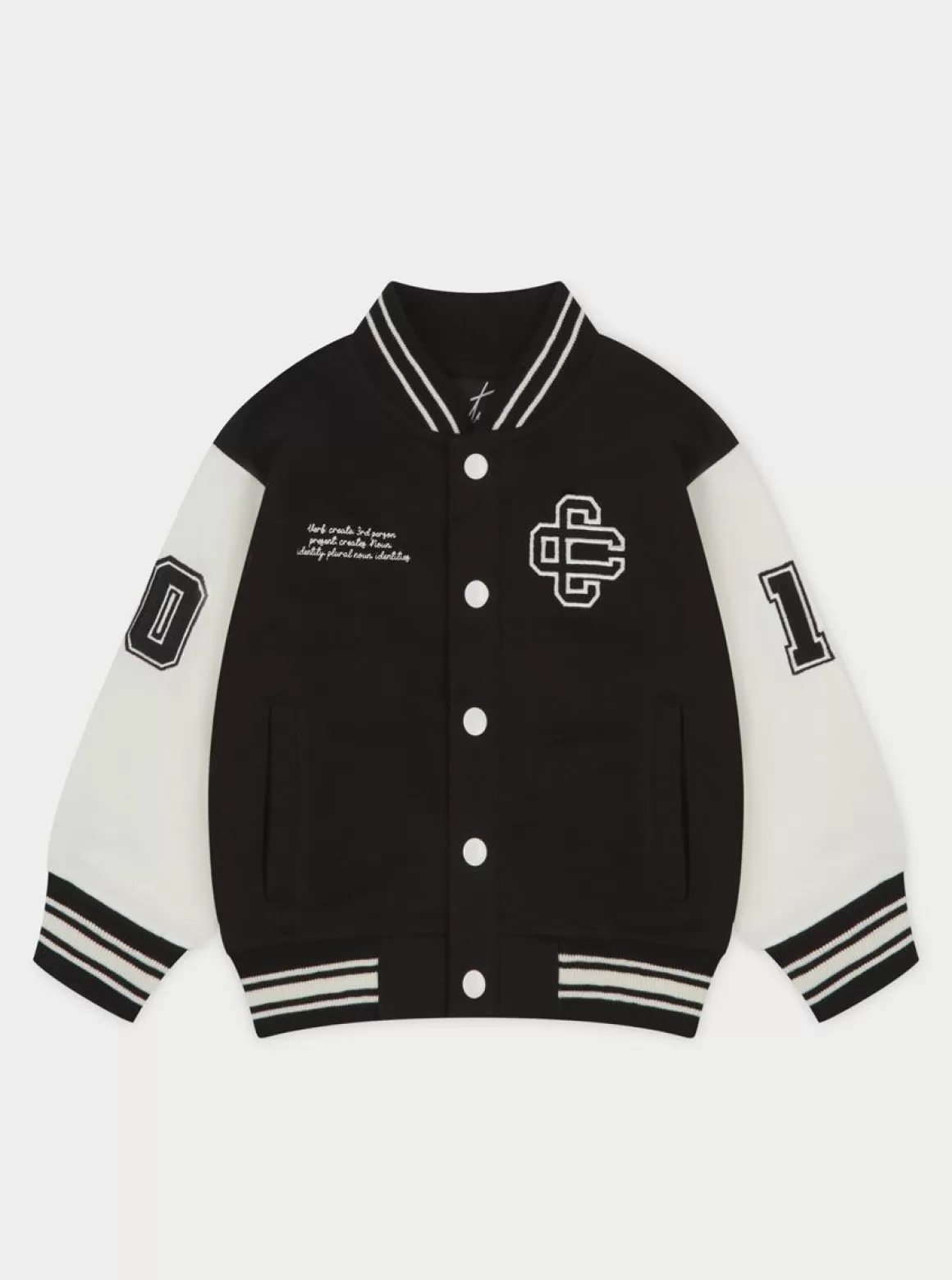 The Couture Club Jackets>Kids Emblem Varsity Bomber Jacket Black