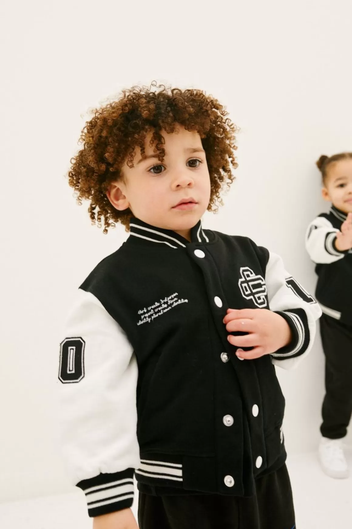 The Couture Club Jackets>Kids Emblem Varsity Bomber Jacket Black