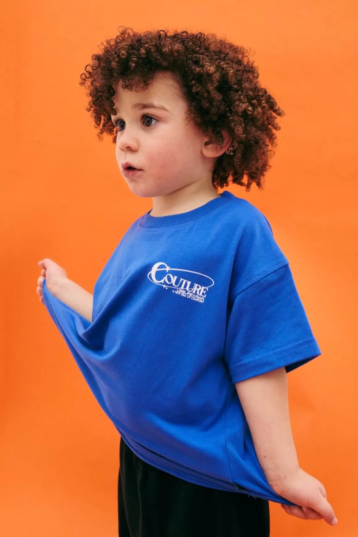 The Couture Club T-Shirts>Kids Globe Print Boxy T-Shirt Blue