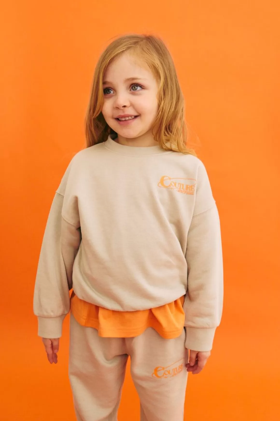 The Couture Club Tracksuits & Sets>Kids Globe Print Sweat Beige