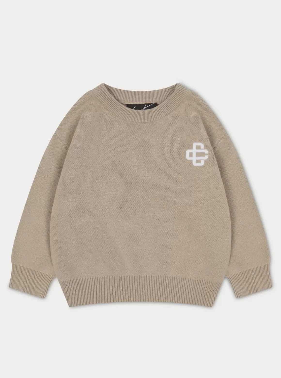 The Couture Club Tracksuits & Sets>Kids Knitted Emblem Crew Beige