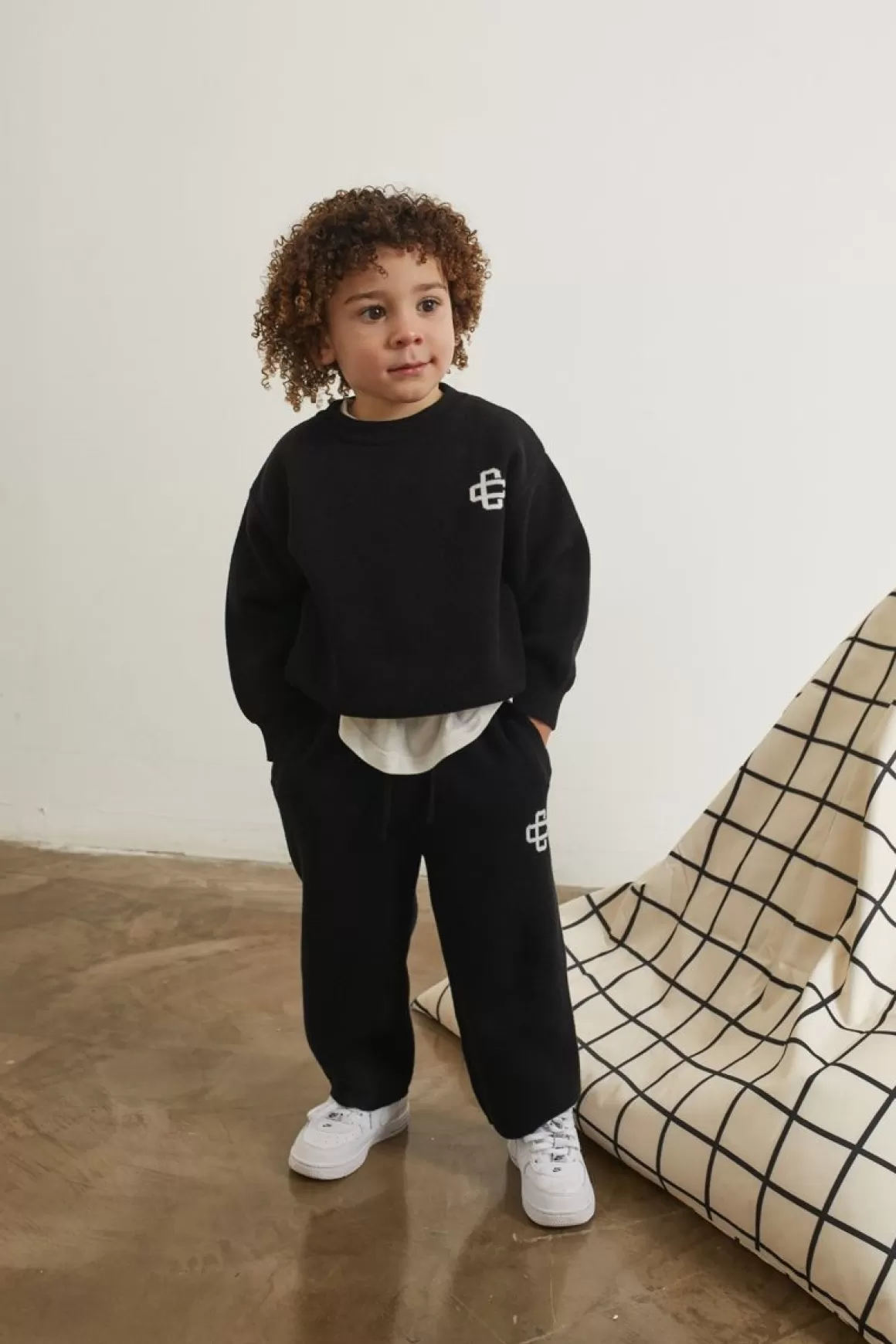 The Couture Club Tracksuits & Sets>Kids Knitted Emblem Crew Black