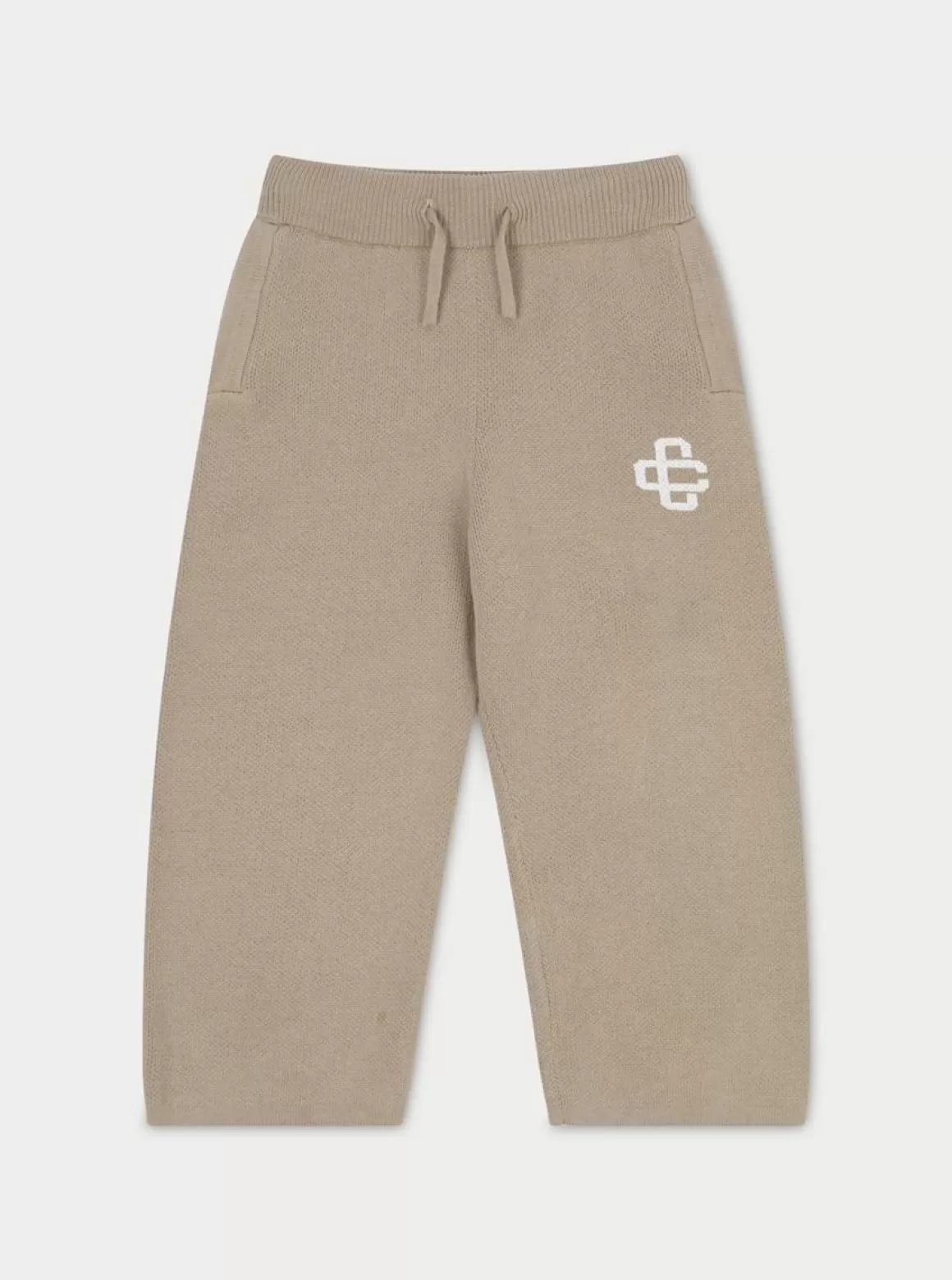 The Couture Club Tracksuits & Sets>Kids Knitted Emblem Jogger Beige