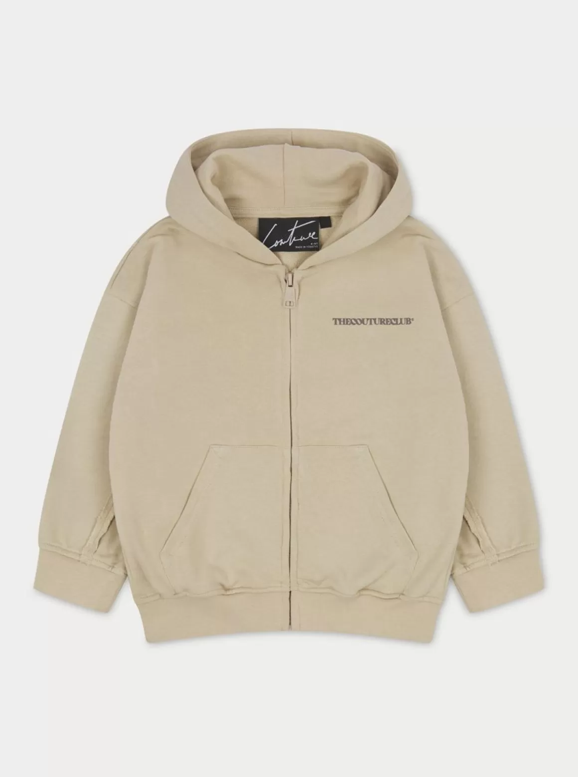 The Couture Club Hoodies>Kids Raw Seam Members Only Hoodie Beige