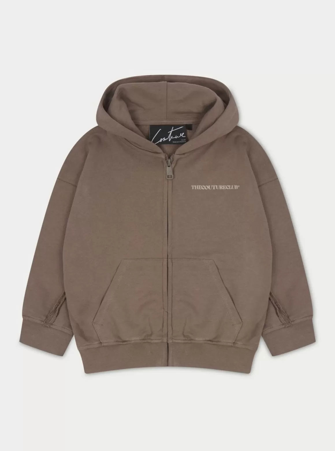 The Couture Club Hoodies>Kids Raw Seam Members Only Hoodie Brown