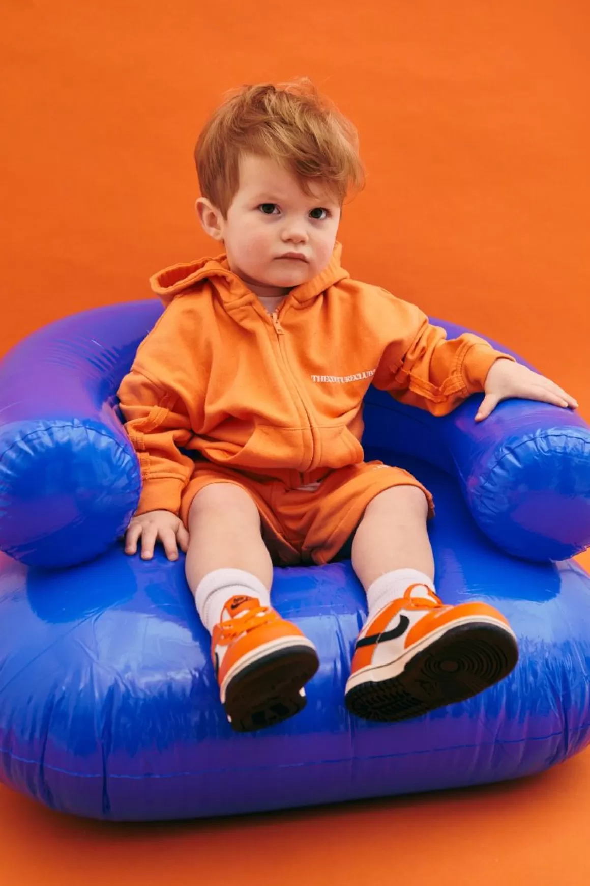 The Couture Club Tracksuits & Sets>Kids Raw Seam Zip Through Hoodie Orange