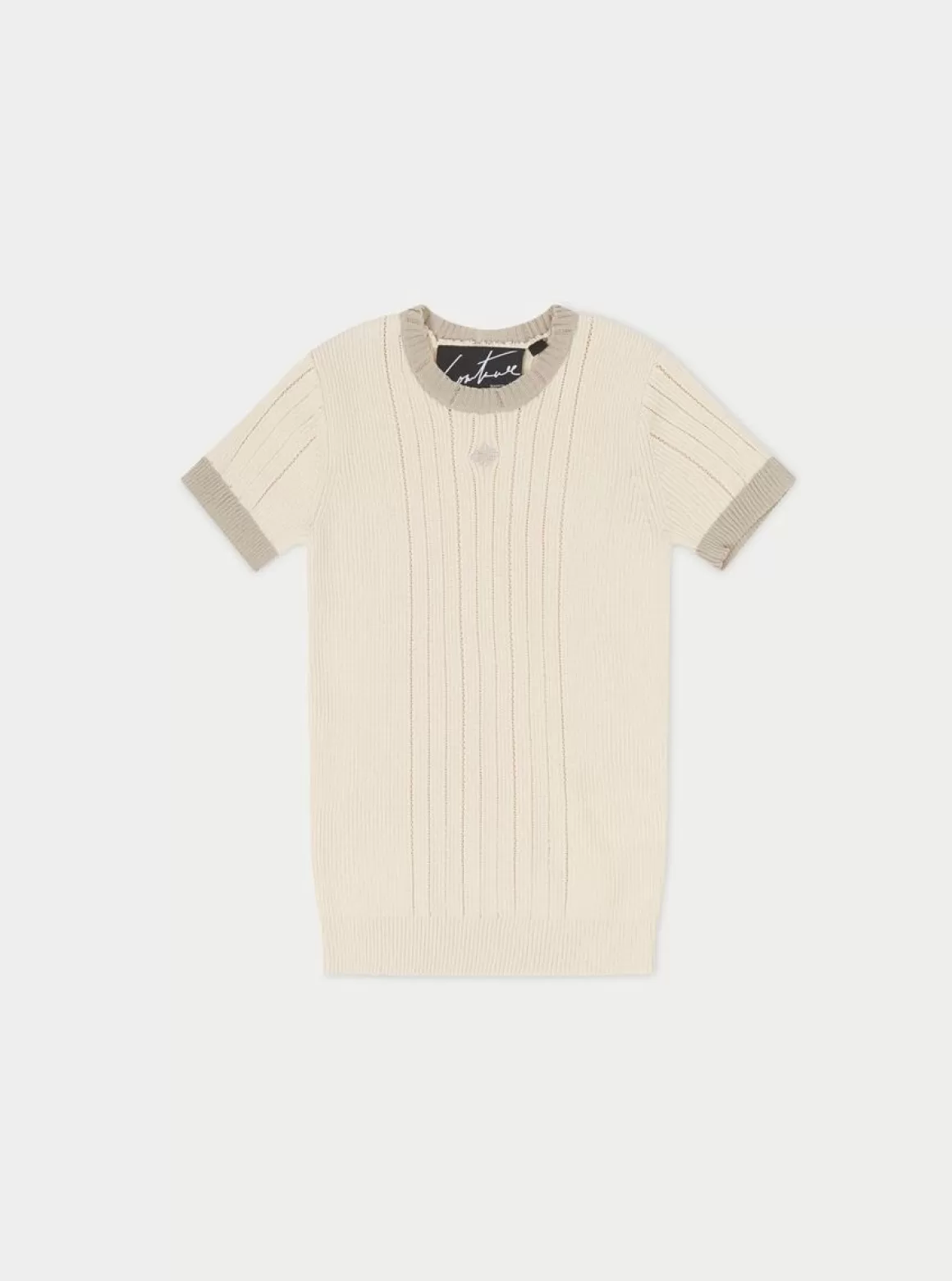 The Couture Club Knitwear>Knitted Emblem Baby Tee Stone