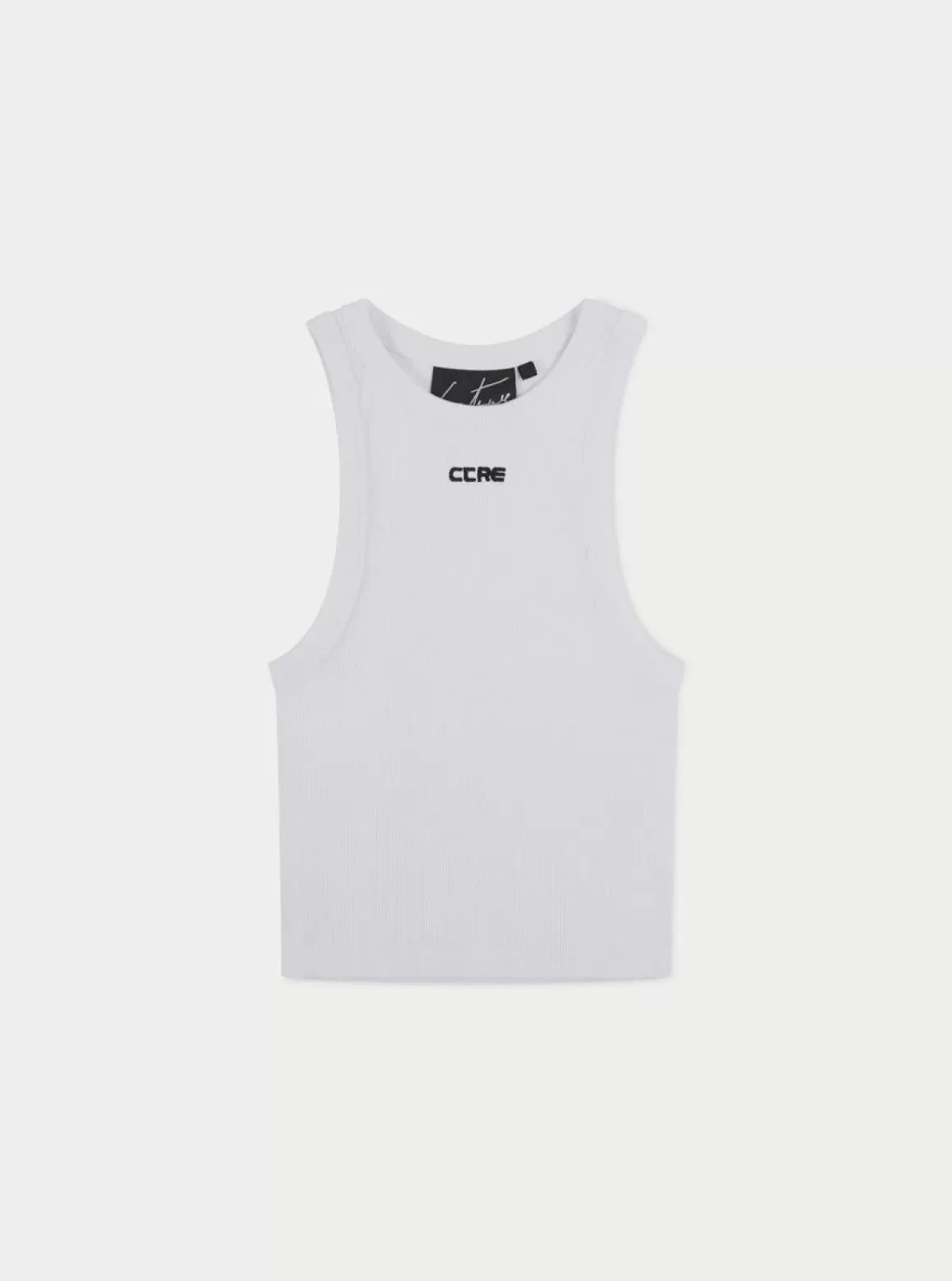 The Couture Club Tops>Logo Ribbed Racer Vest White