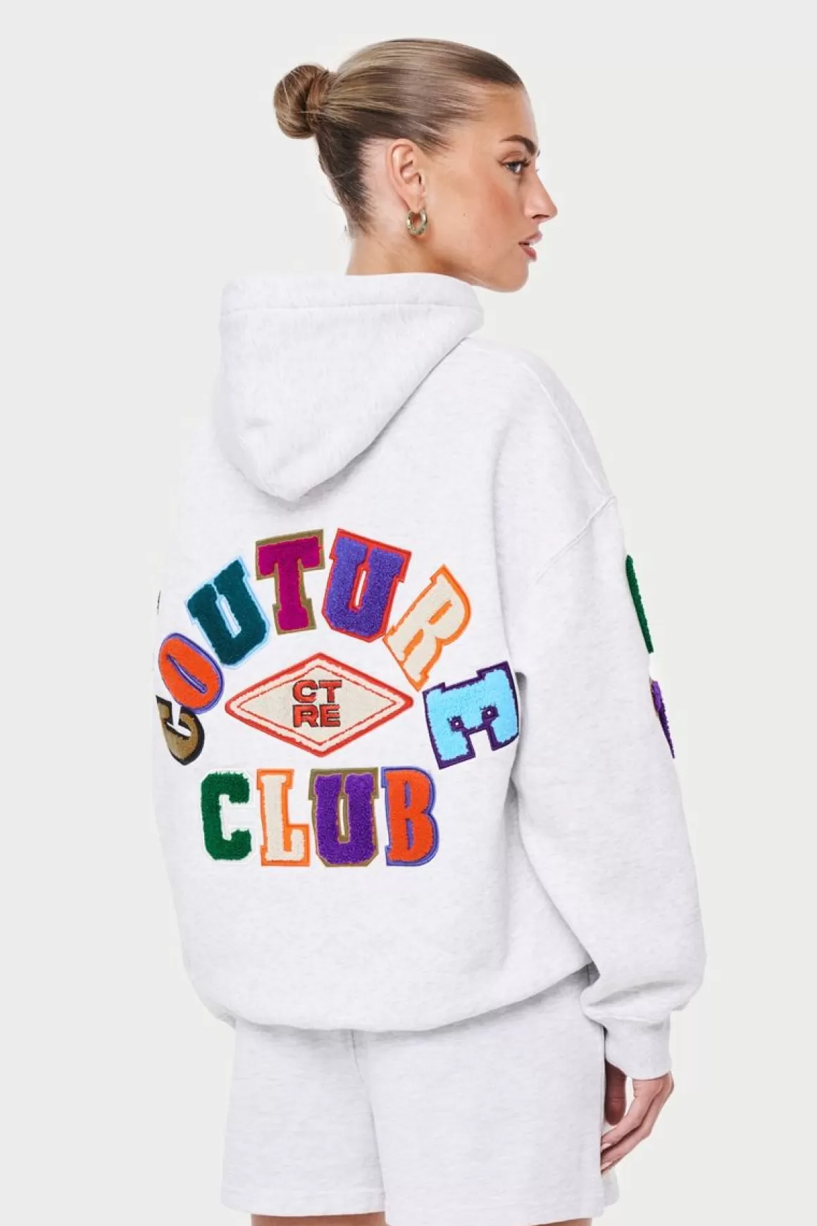 The Couture Club Hoodies>Multi Chenille Badged Hoodie Greymarl