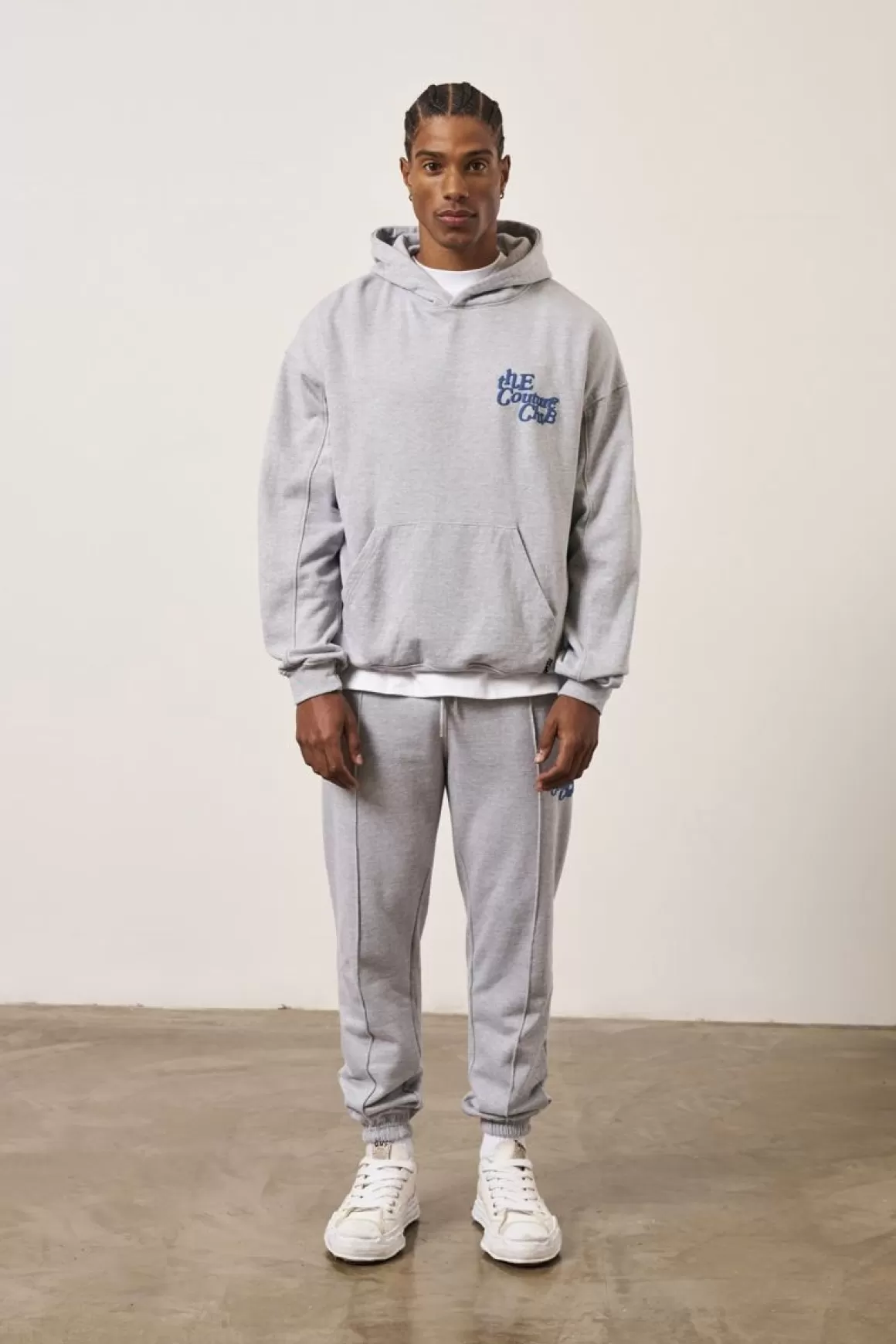 The Couture Club Tracksuits>Multi Font Members Only Joggers Greymarl