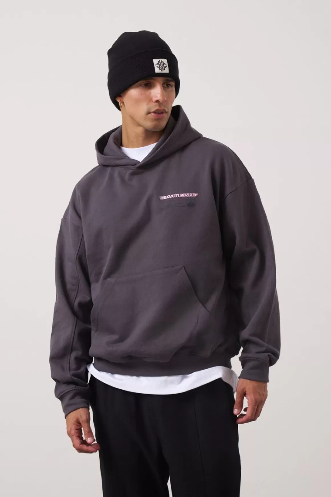 The Couture Club Hoodies>Multi Graphic Hoodie Charcoal