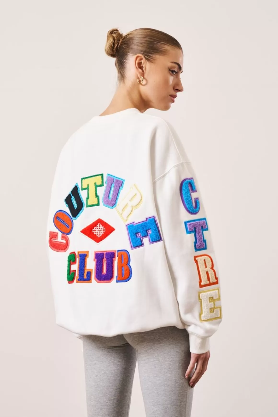 The Couture Club Sweatshirts>Multibadged Chenille Relaxed Sweatshirt Offwhite